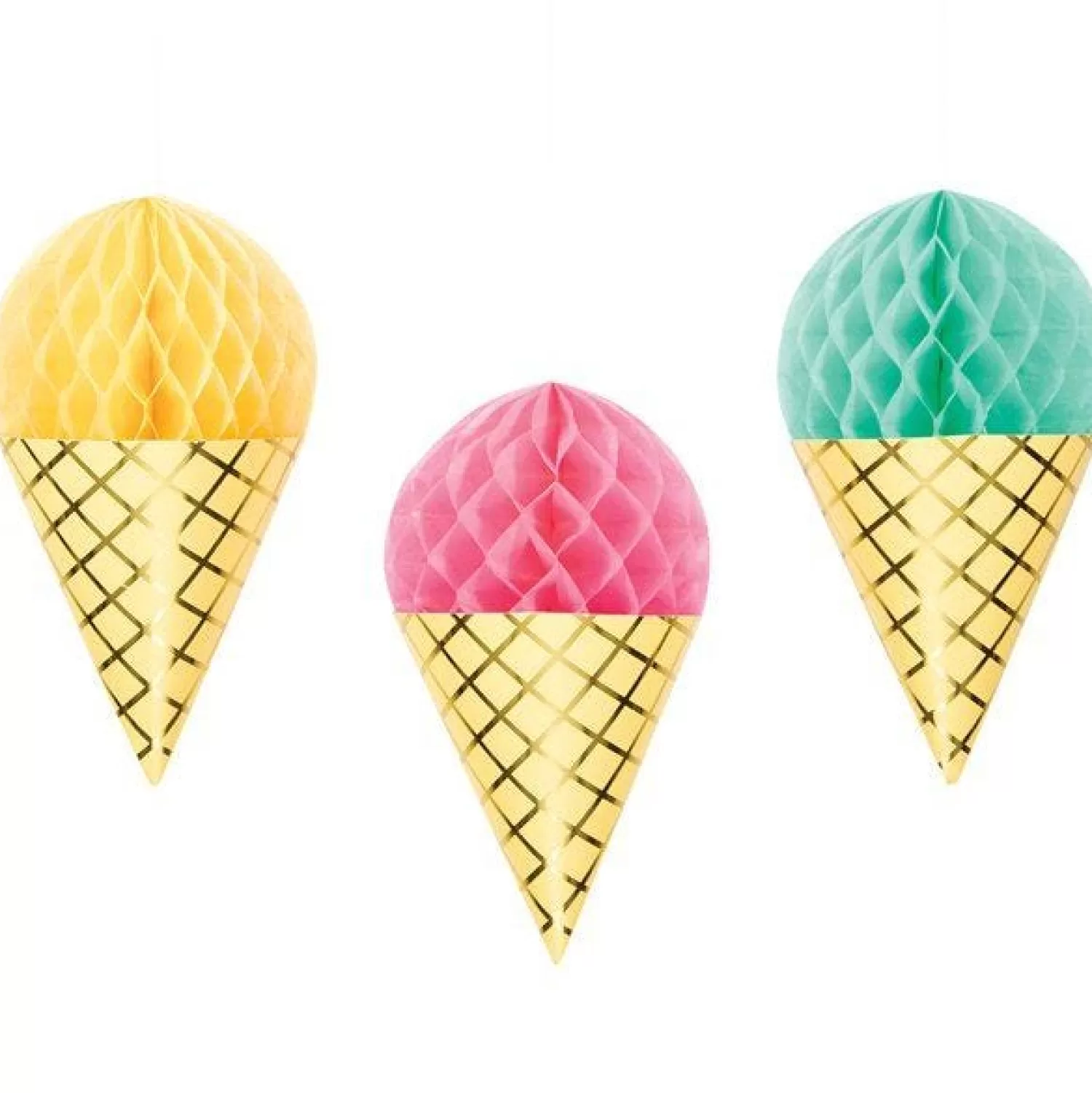 Sale Party Delights Ice Cream Honeycomb Hanging Cutouts (3Pk)