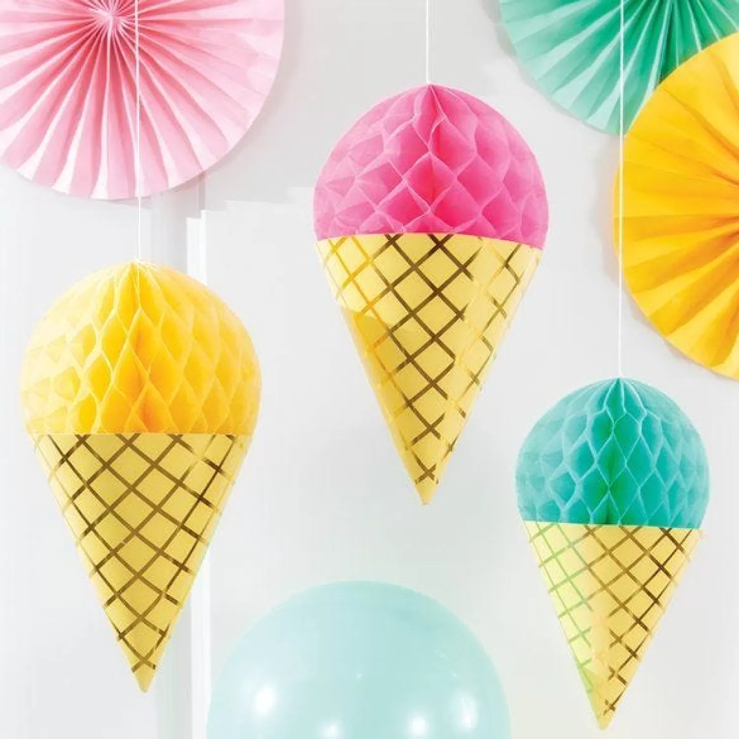 Sale Party Delights Ice Cream Honeycomb Hanging Cutouts (3Pk)