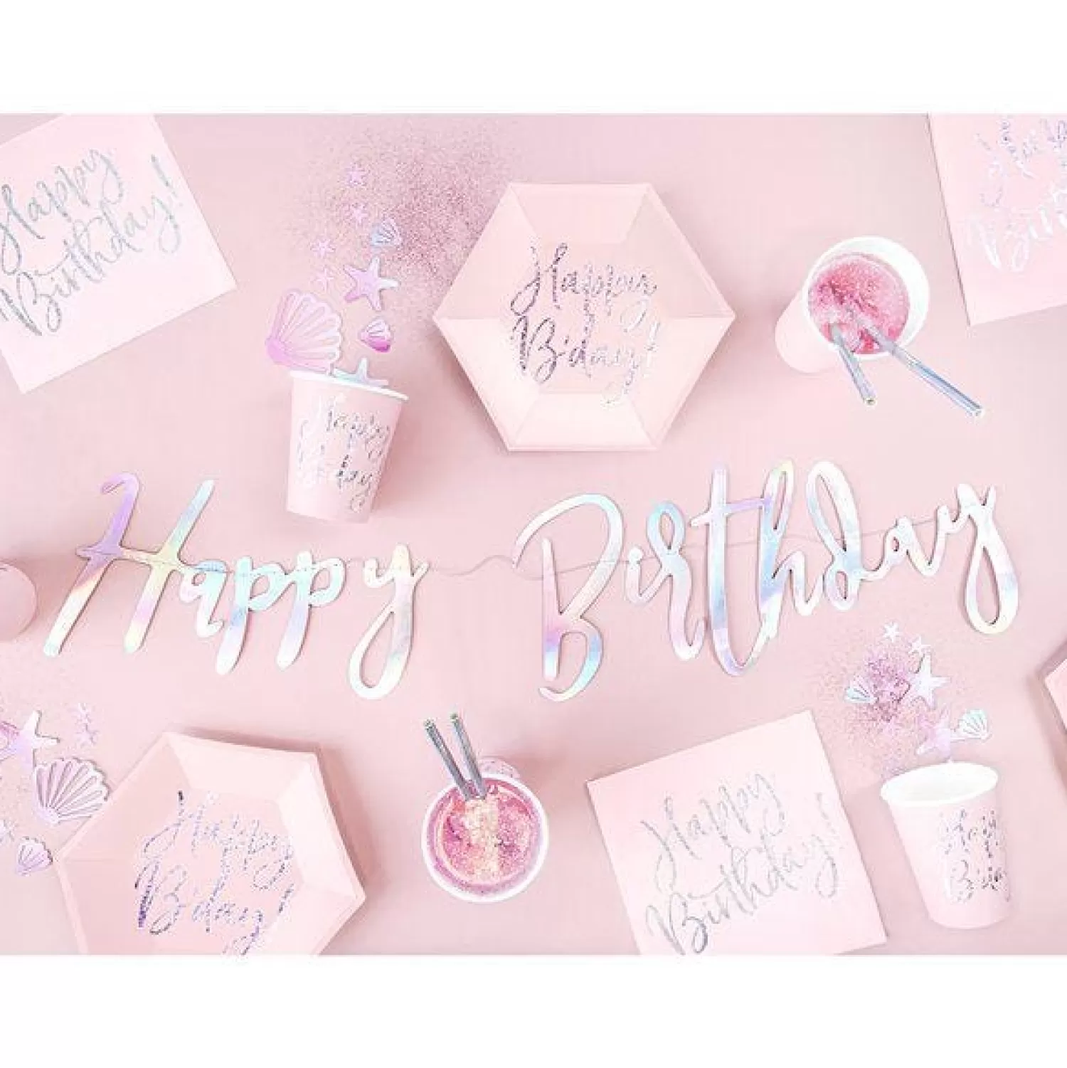 Shop Party Delights Iridescent 'Happy Birthday' Paper Letter Banner - 62Cm