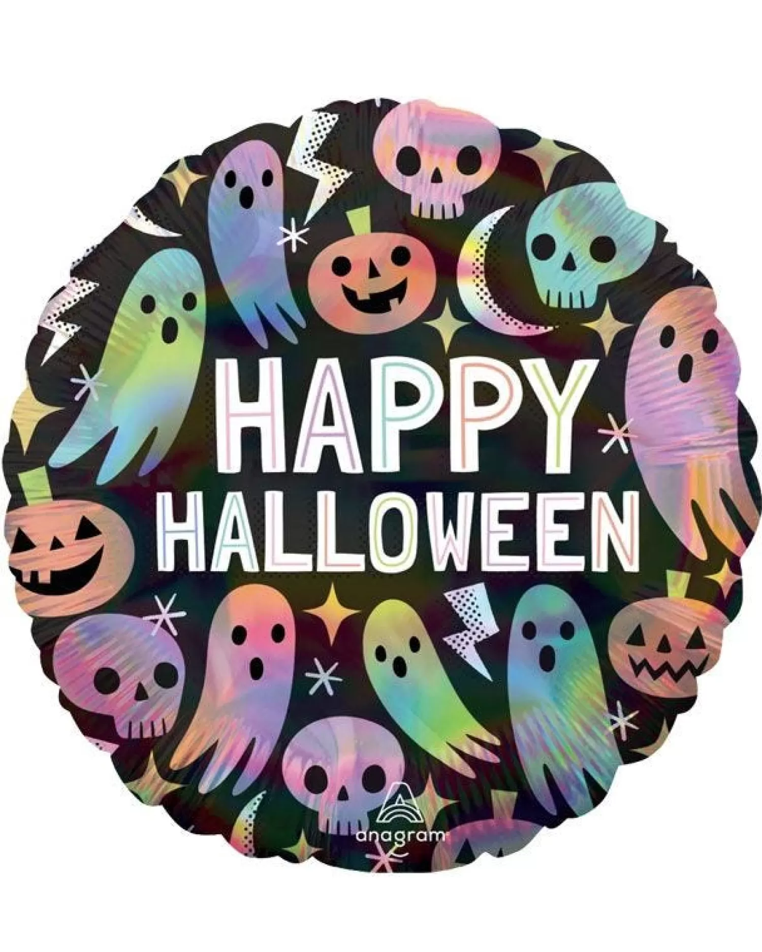 Iridescent Pastel Happy Halloween Balloon - 18" Foil<Party Delights Outlet