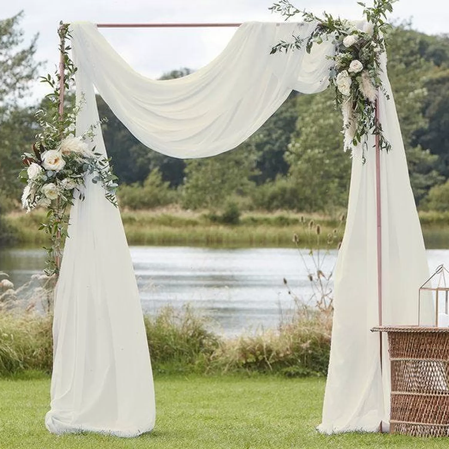 Clearance Party Delights Ivory Draping Voile Backdrop - 6M X 2.5M