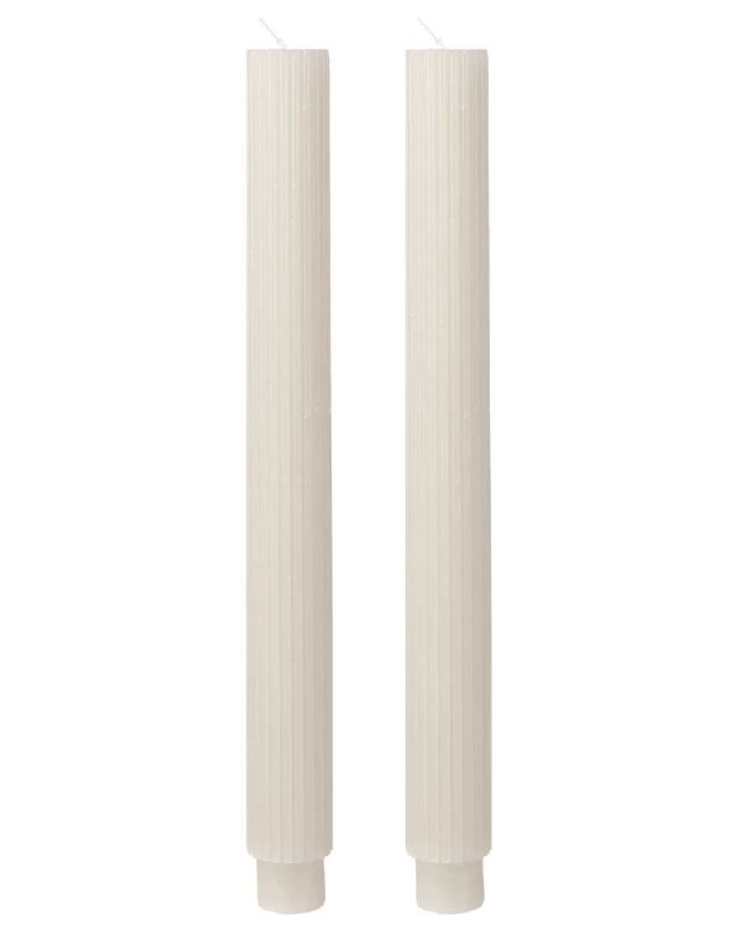 Ivory Ribbed Candles (2Pk)<Party Delights New