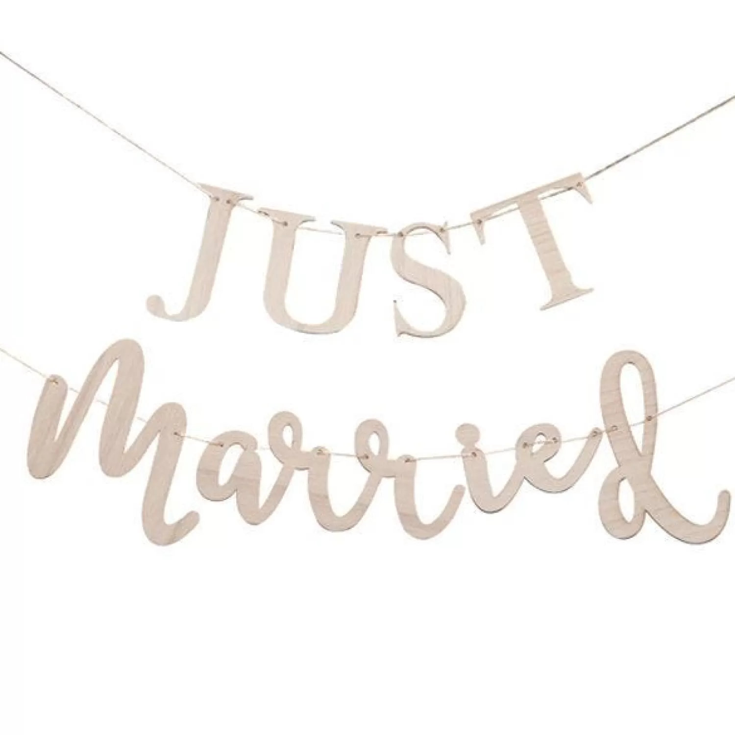 Clearance Party Delights Just Married Wooden Wedding Bunting - 1.5M