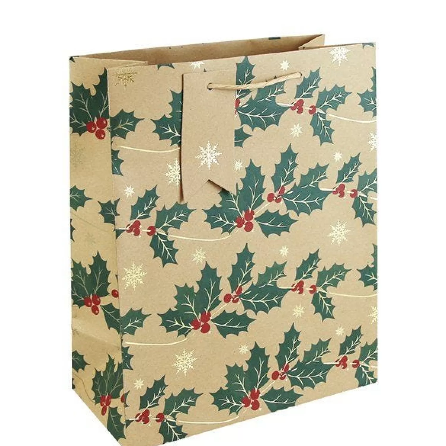 Kraft Holly Large Gift Bag - 33Cm X 26.5Cm<Party Delights Outlet