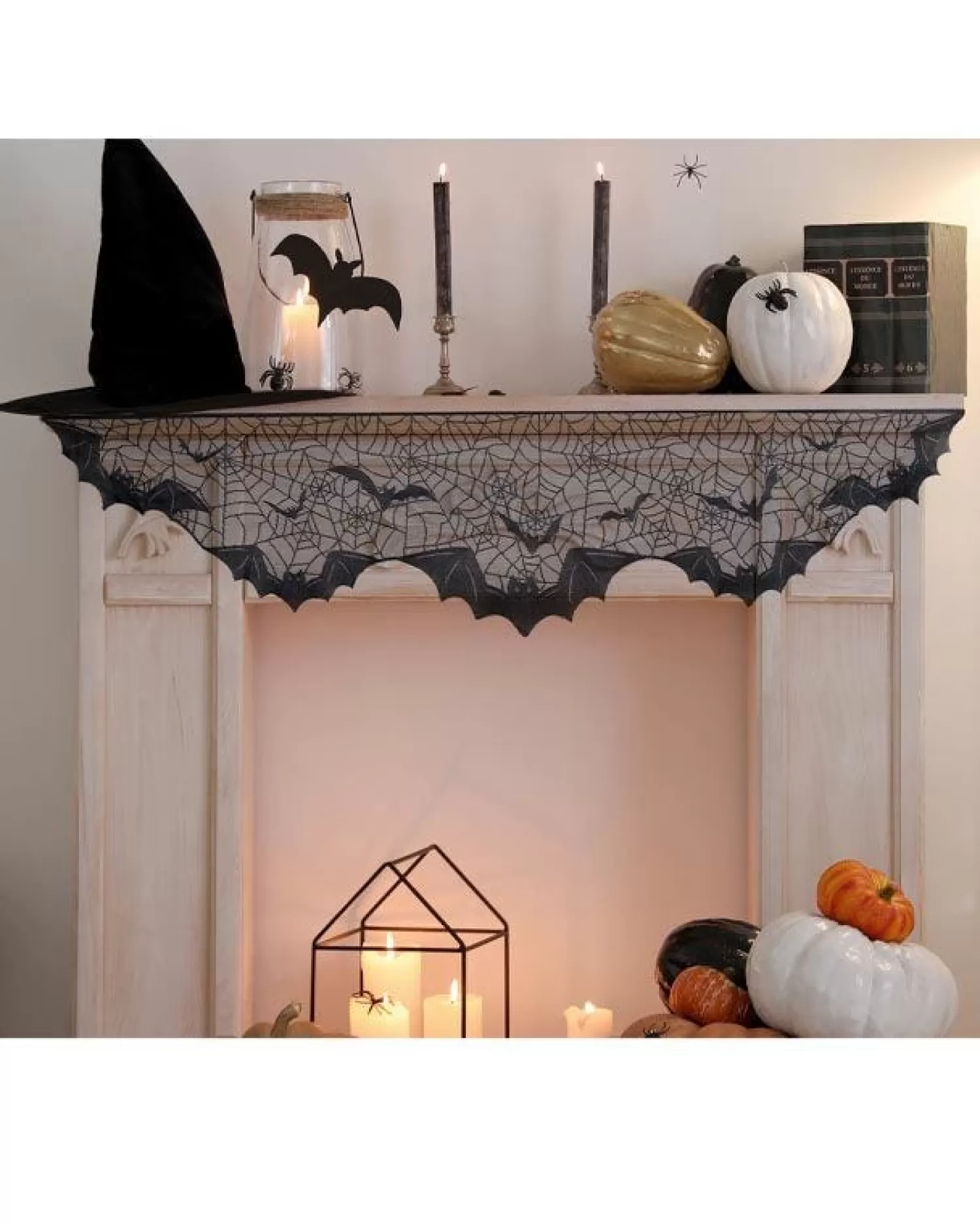 Lace Bat Print Fireplace Drape<Party Delights Best