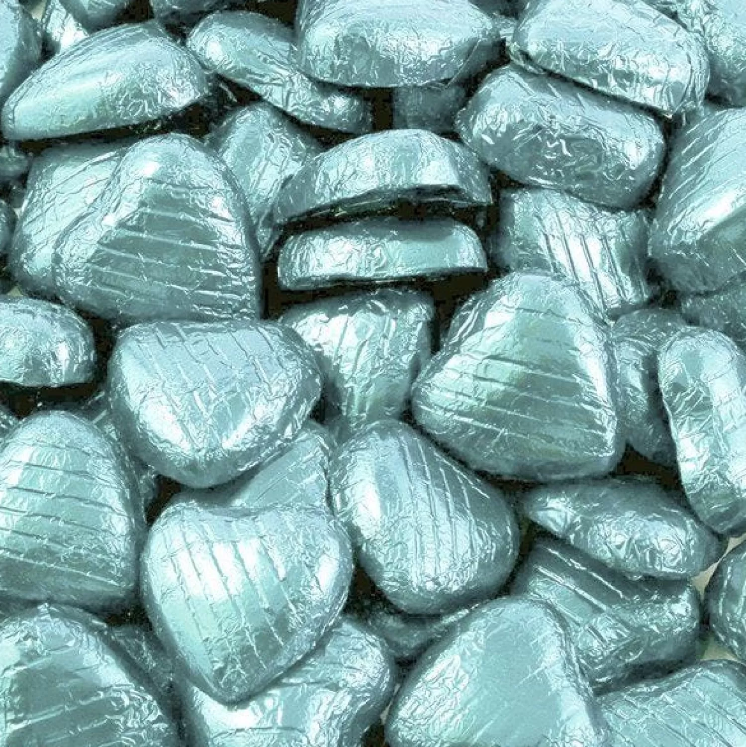 Store Party Delights Light Blue Foil Chocolate Hearts X100