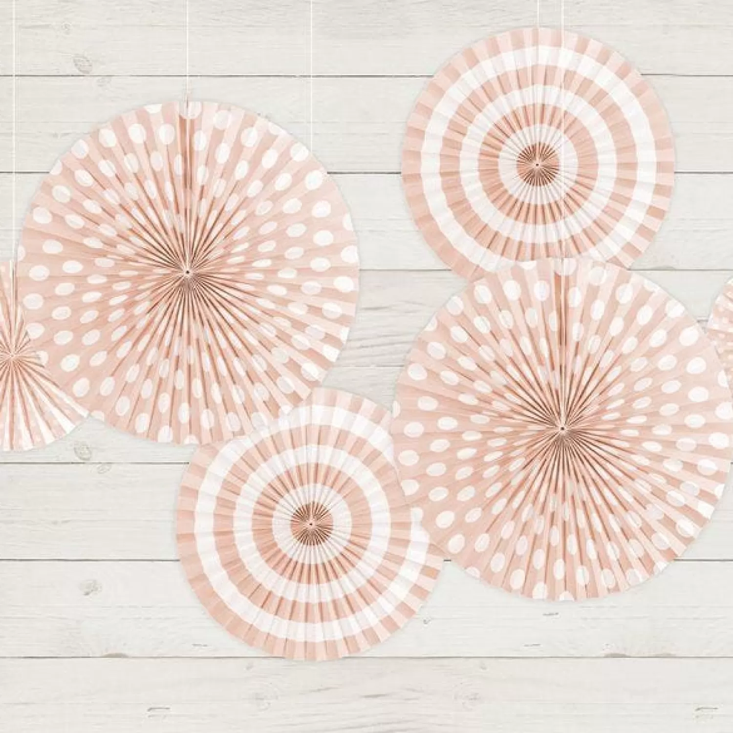 Discount Party Delights Light Pink Patterned Paper Fans 23Cm-40Cm (3Pk)