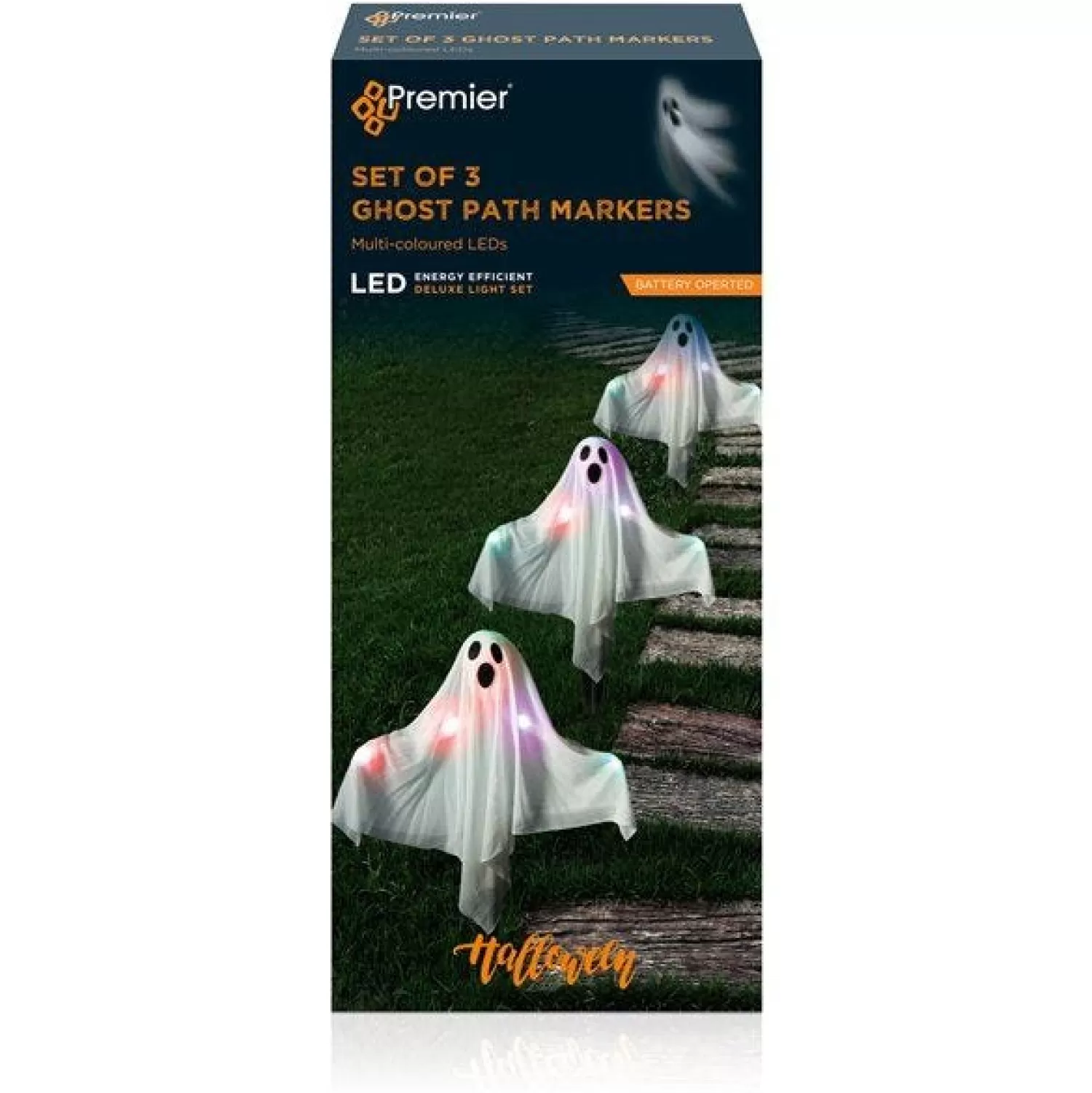 Light Up Ghost Path Markers - 50Cm (3Pk)<Party Delights Best