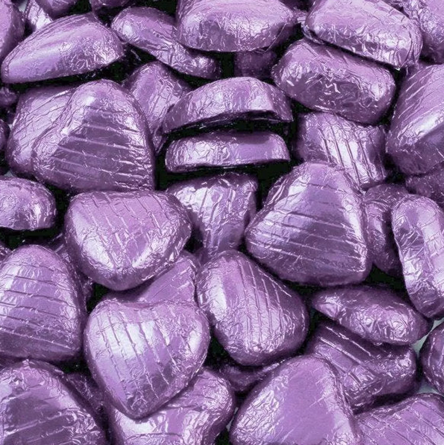 Sale Party Delights Lilac Foil Chocolate Hearts - 1Kg