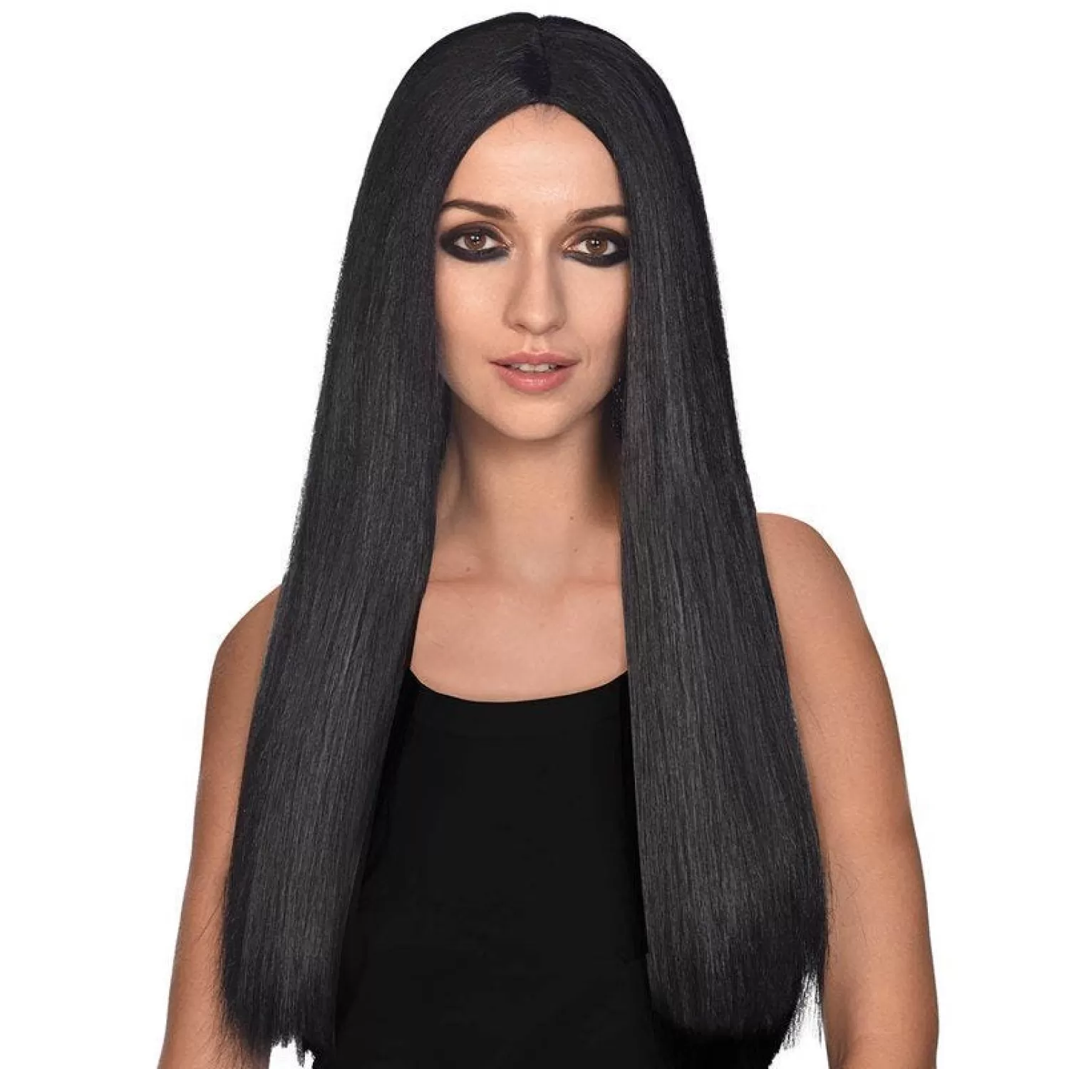 Cheap Party Delights Long Black Gothic Wig