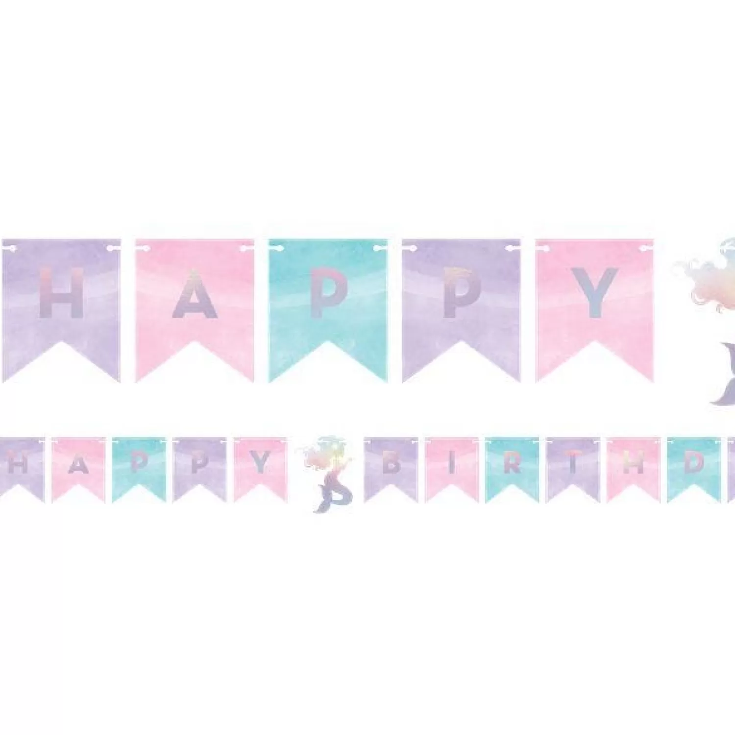 New Party Delights Mermaid Shine Iridescent Happy Birthday Bunting - 1.6M