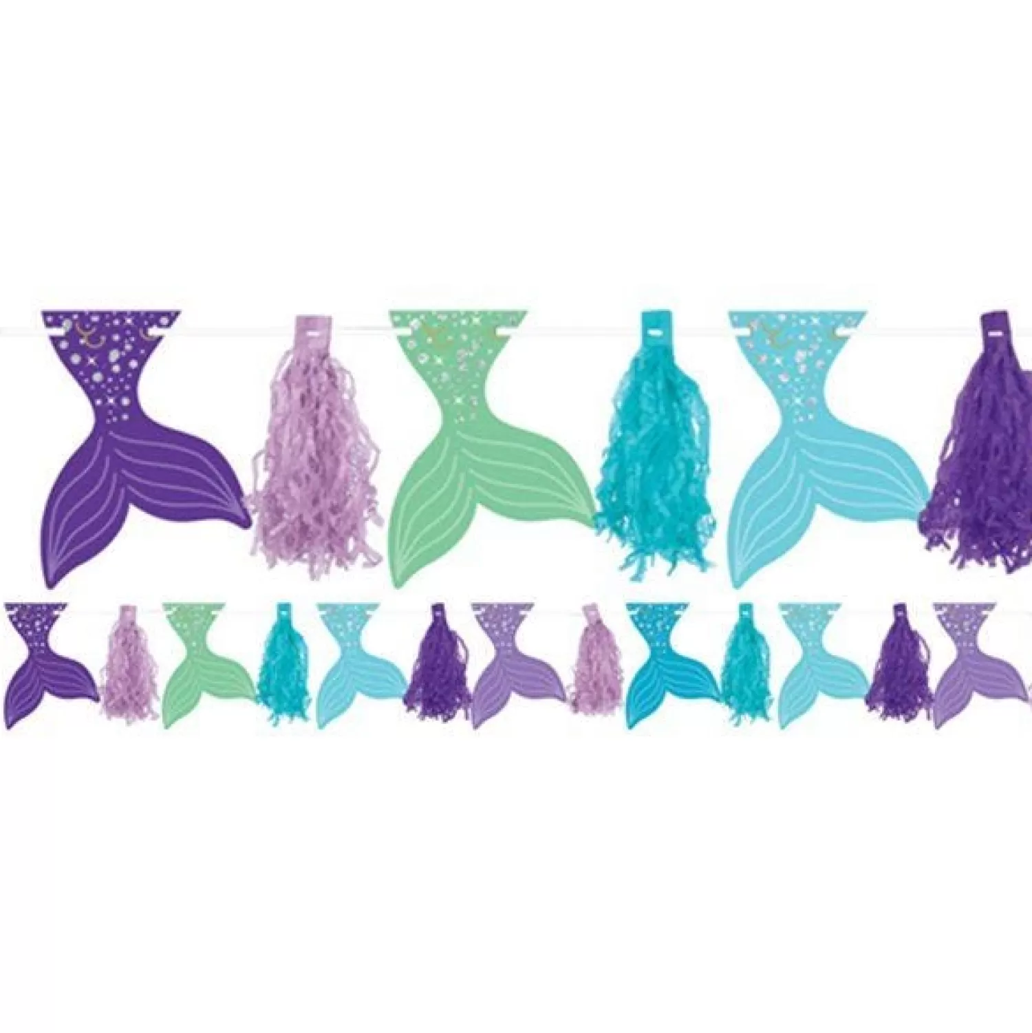 Best Party Delights Mermaid Wishes Glitter Tassel Garland - 3M