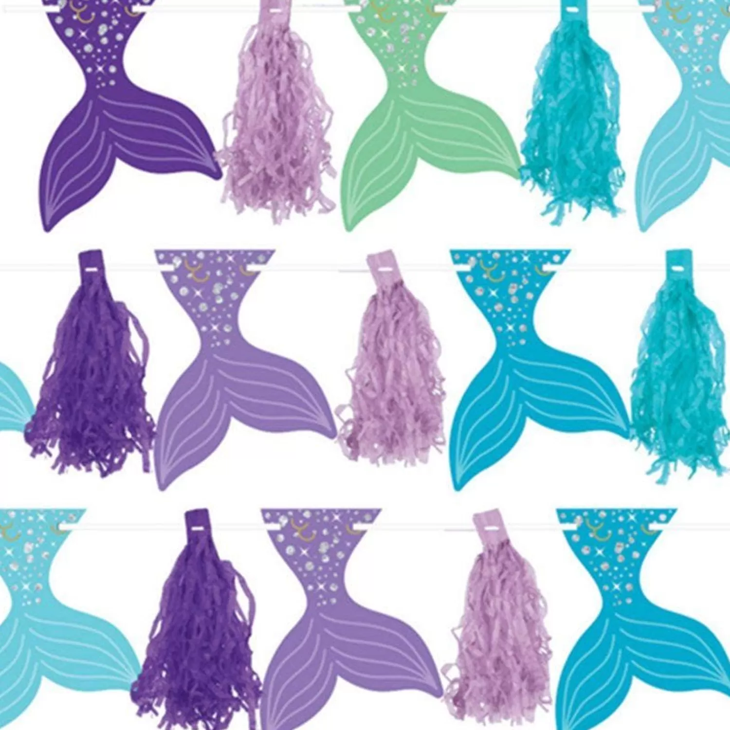 Best Party Delights Mermaid Wishes Glitter Tassel Garland - 3M