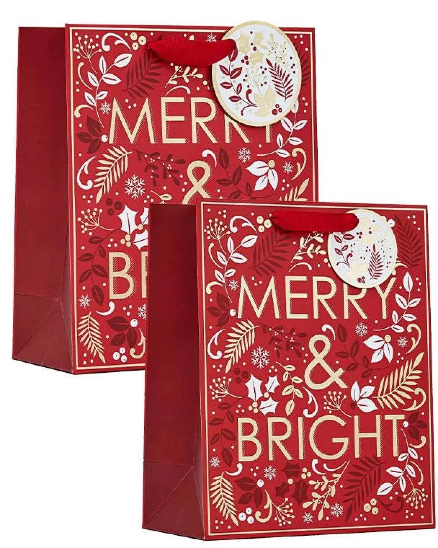 Merry & Bright Mixed Gift Bags (2Pk)<Party Delights Store