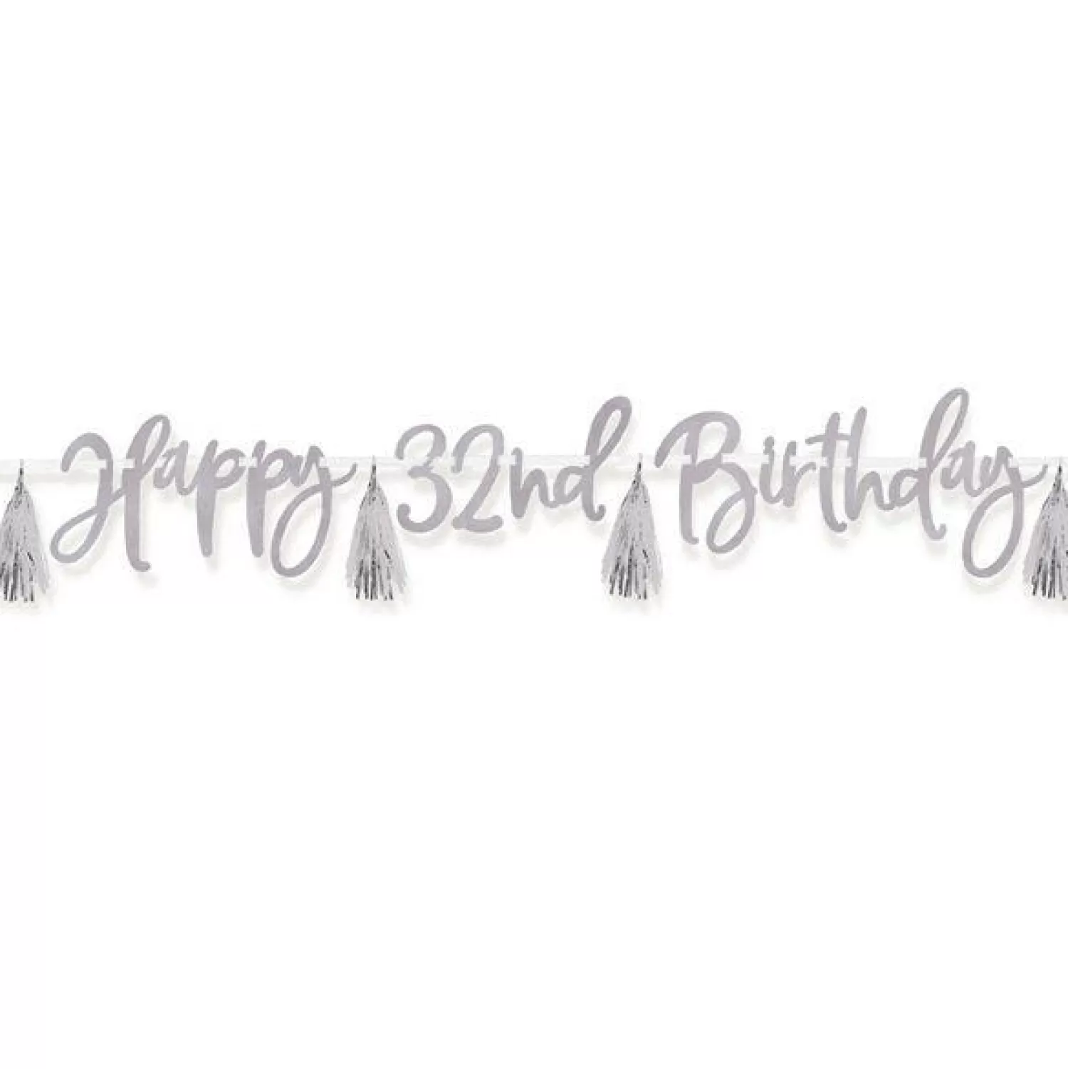 Online Party Delights Metallic Silver Add-An-Age Happy Birthday Letter Banner - 2.74M