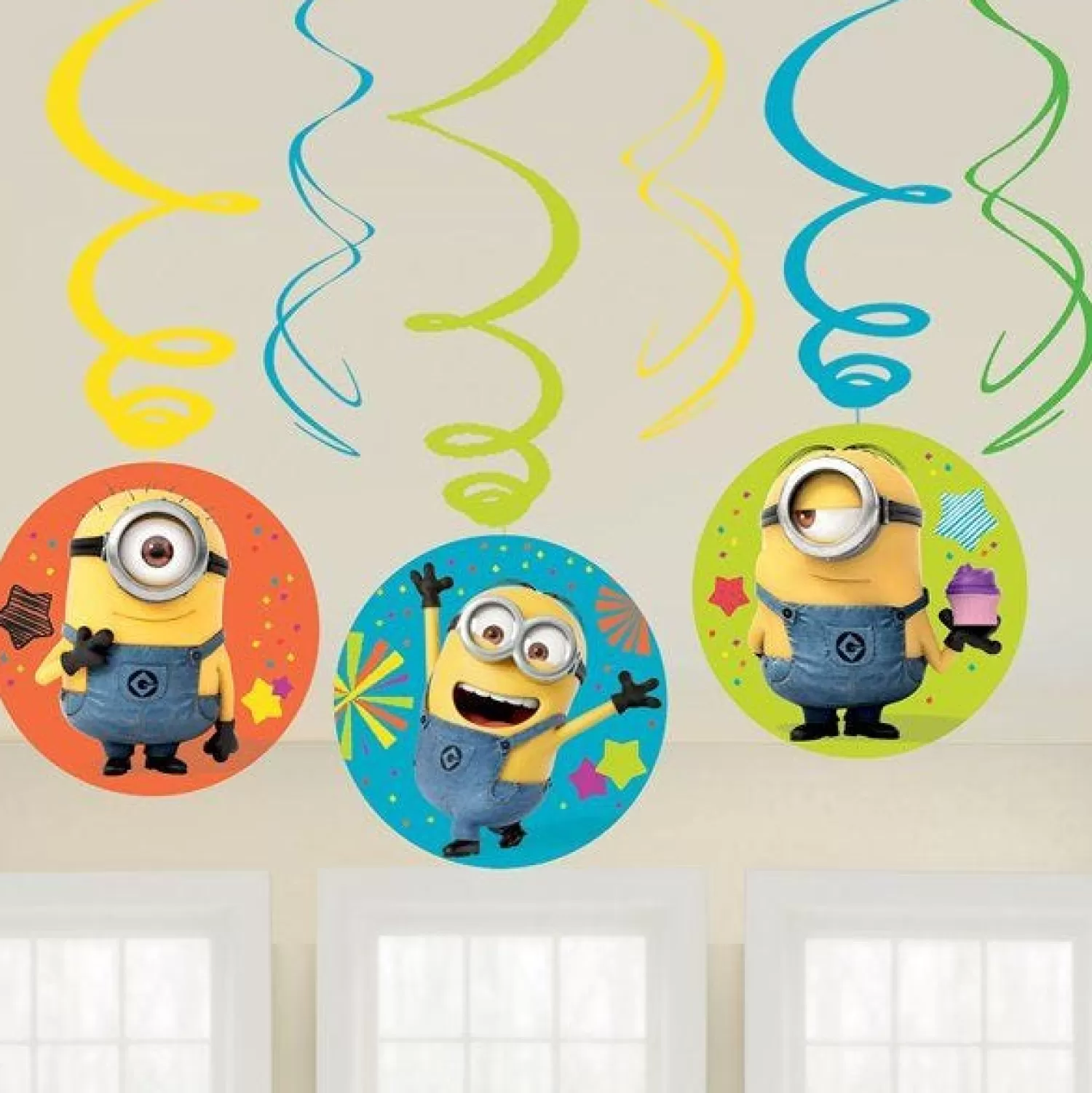 Clearance Party Delights Minions Hanging Swirls - 45Cm (6Pk)