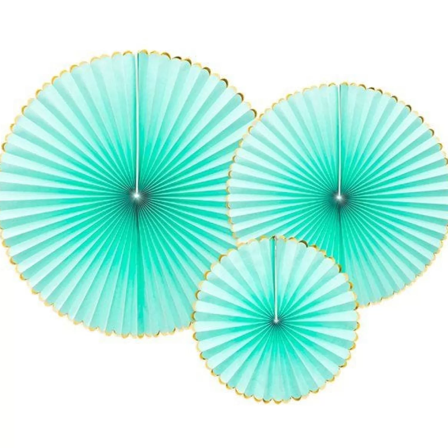 Best Sale Party Delights Mint Green & Gold Paper Fans (3Pk)