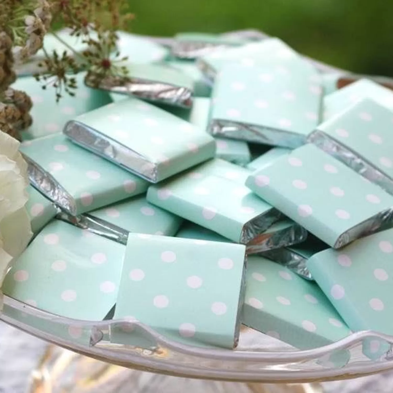 Hot Party Delights Mint Green Polka Dot Chocolate Neapolitans - 20Pk