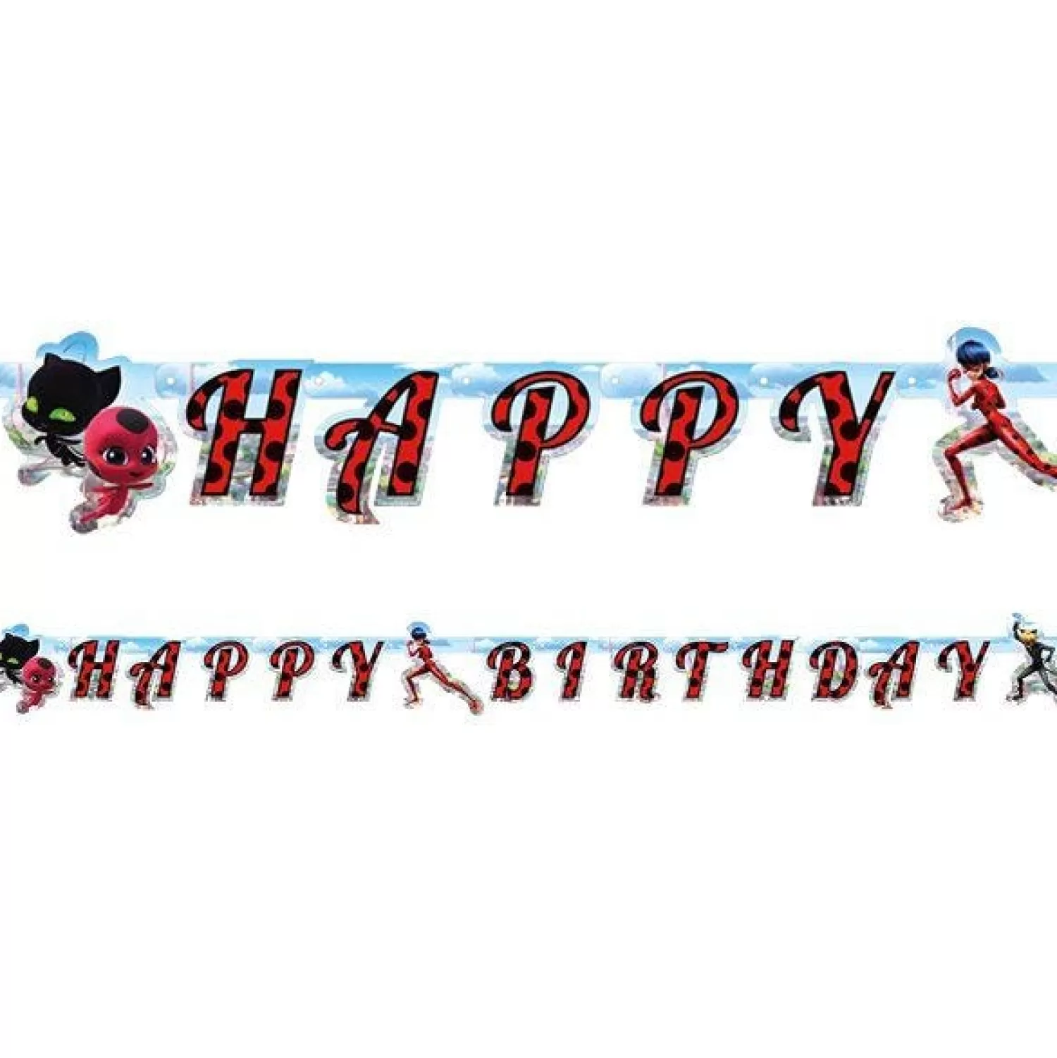 Online Party Delights Miraculous Ladybug 'Happy Birthday' Paper Banner - 1.8M