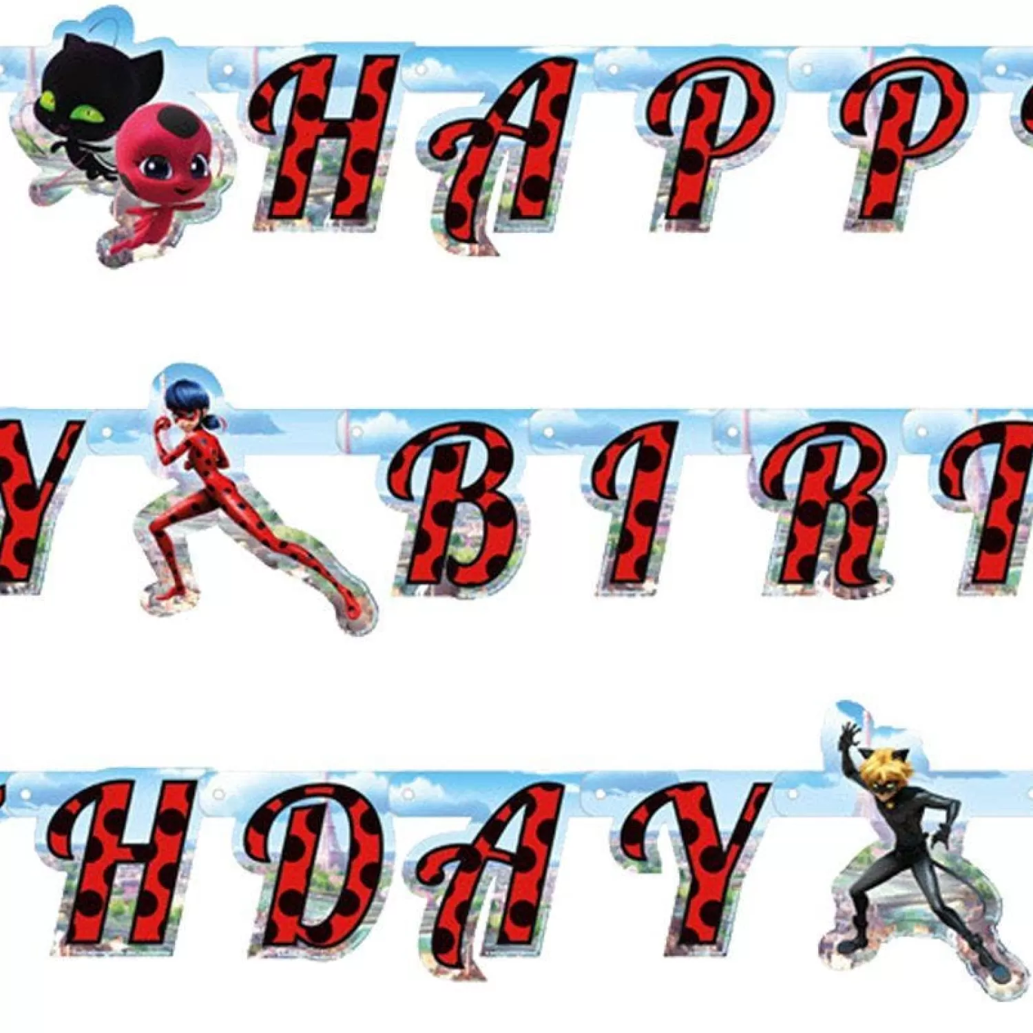 Online Party Delights Miraculous Ladybug 'Happy Birthday' Paper Banner - 1.8M