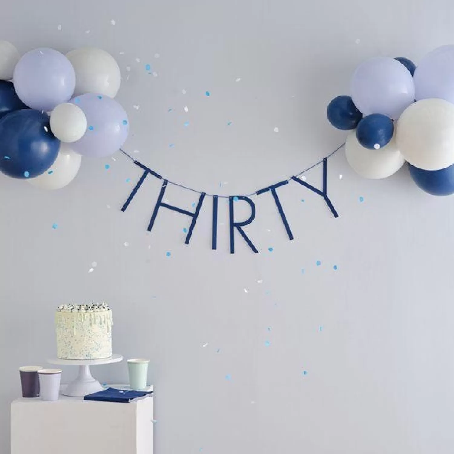 Fashion Party Delights Mix It Up Blue 'Thirty' Banner And Latex Balloons