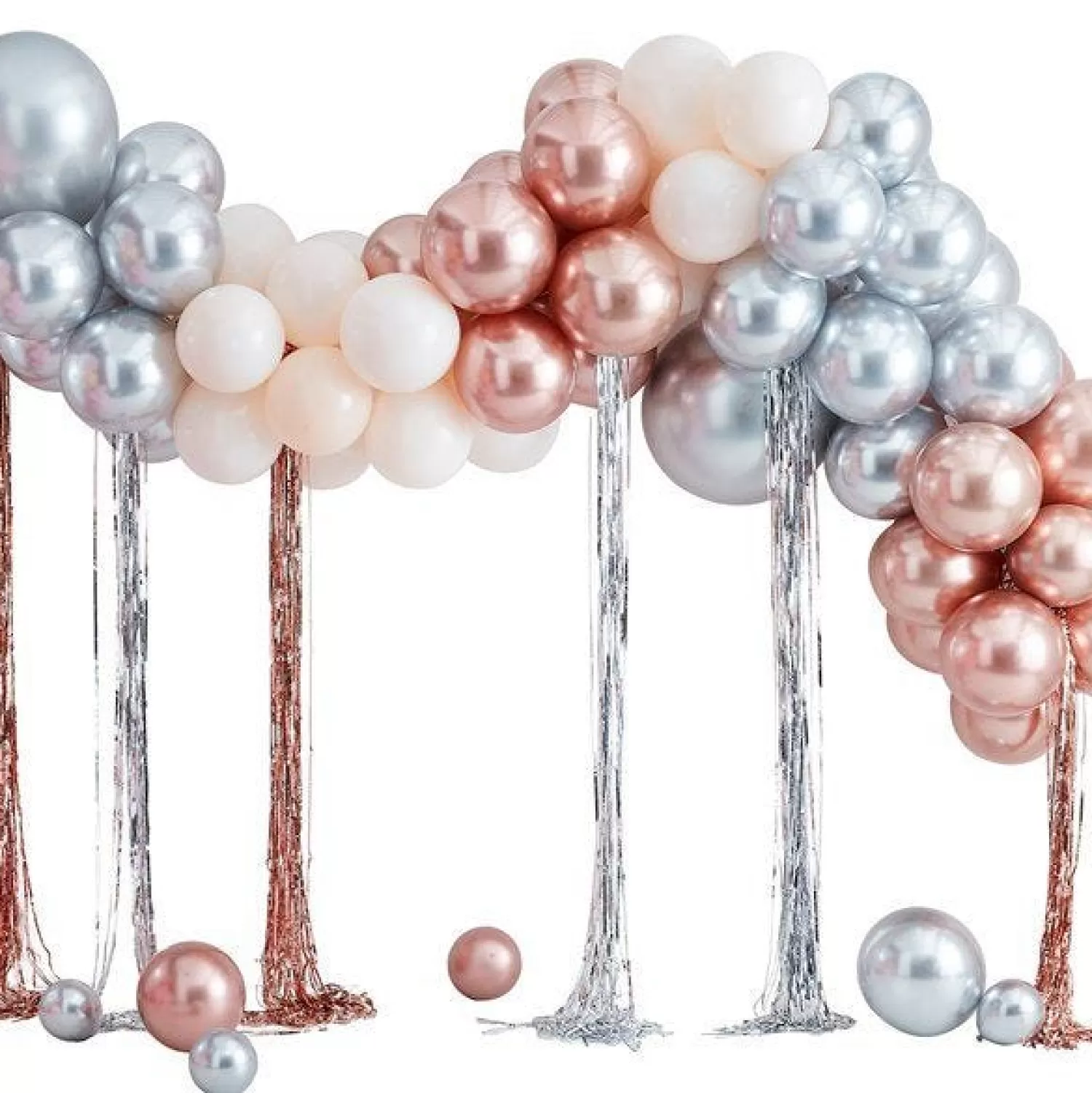 Flash Sale Party Delights Mixed Metallics Balloon Arch With Streamers - 95 Balloons