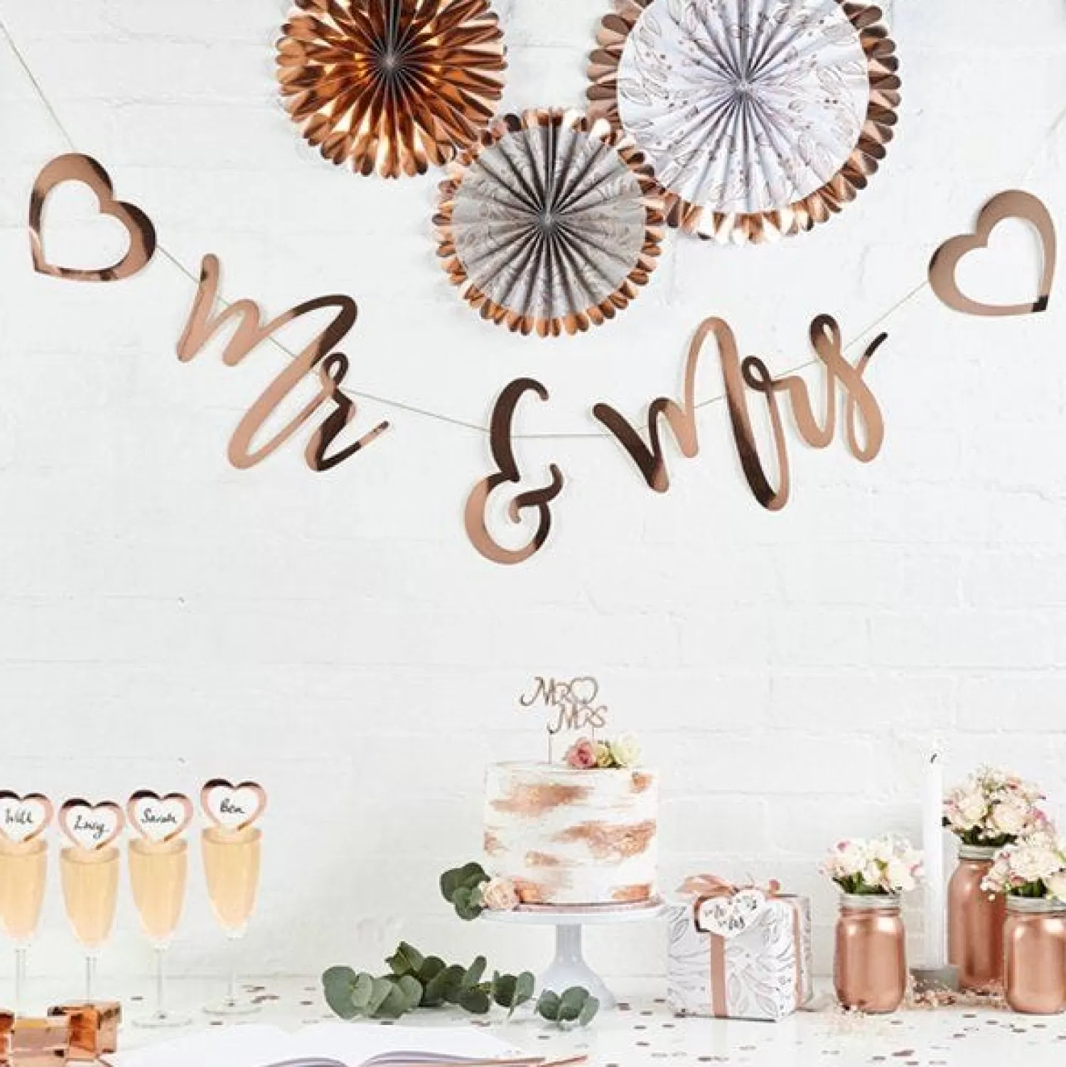 Outlet Party Delights Mr & Mrs Rose Gold Banner - 2M