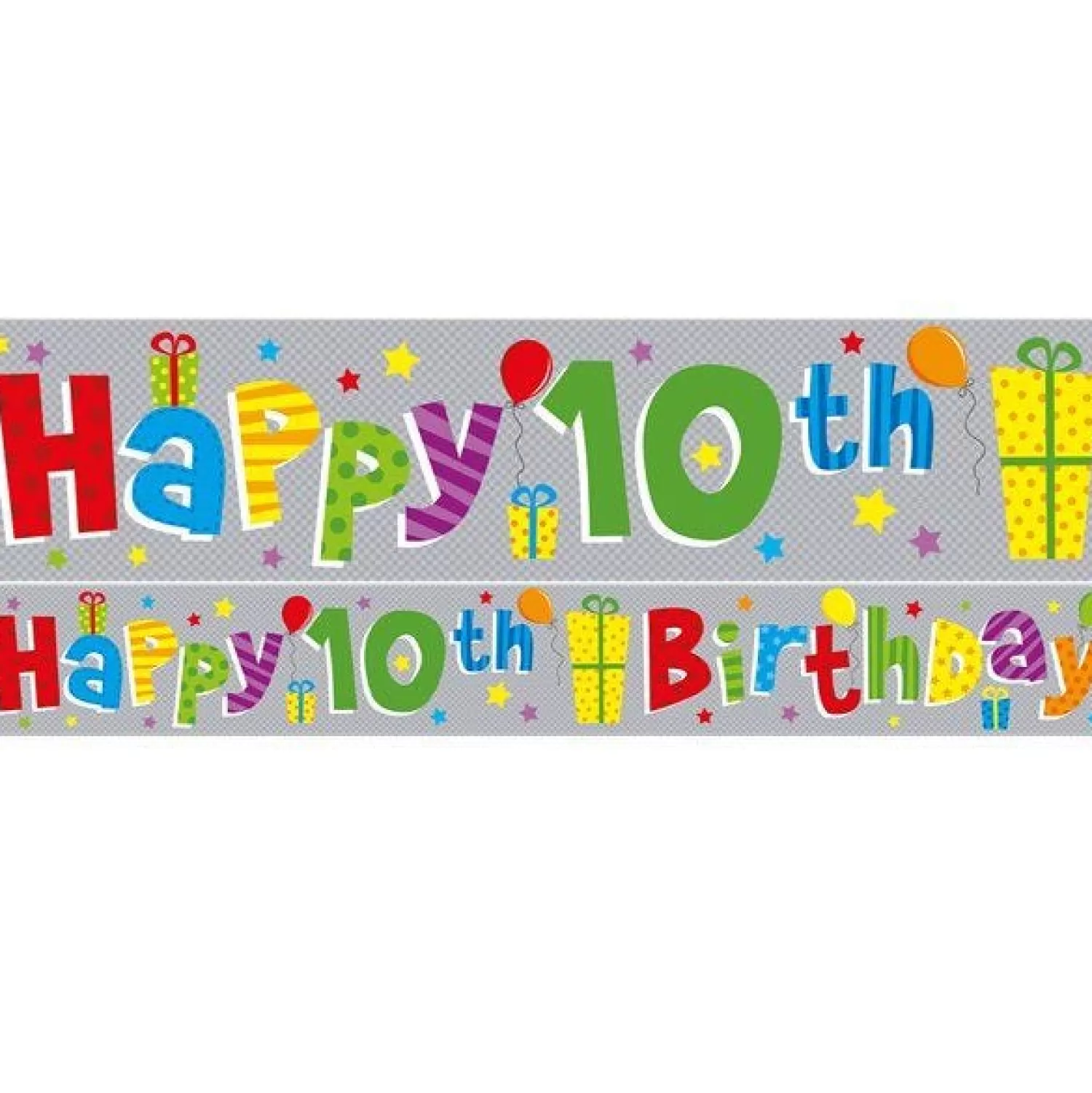 Best Party Delights Multi Coloured 'Happy 10Th Birthday' Holographic Foil Banner - 2.6M