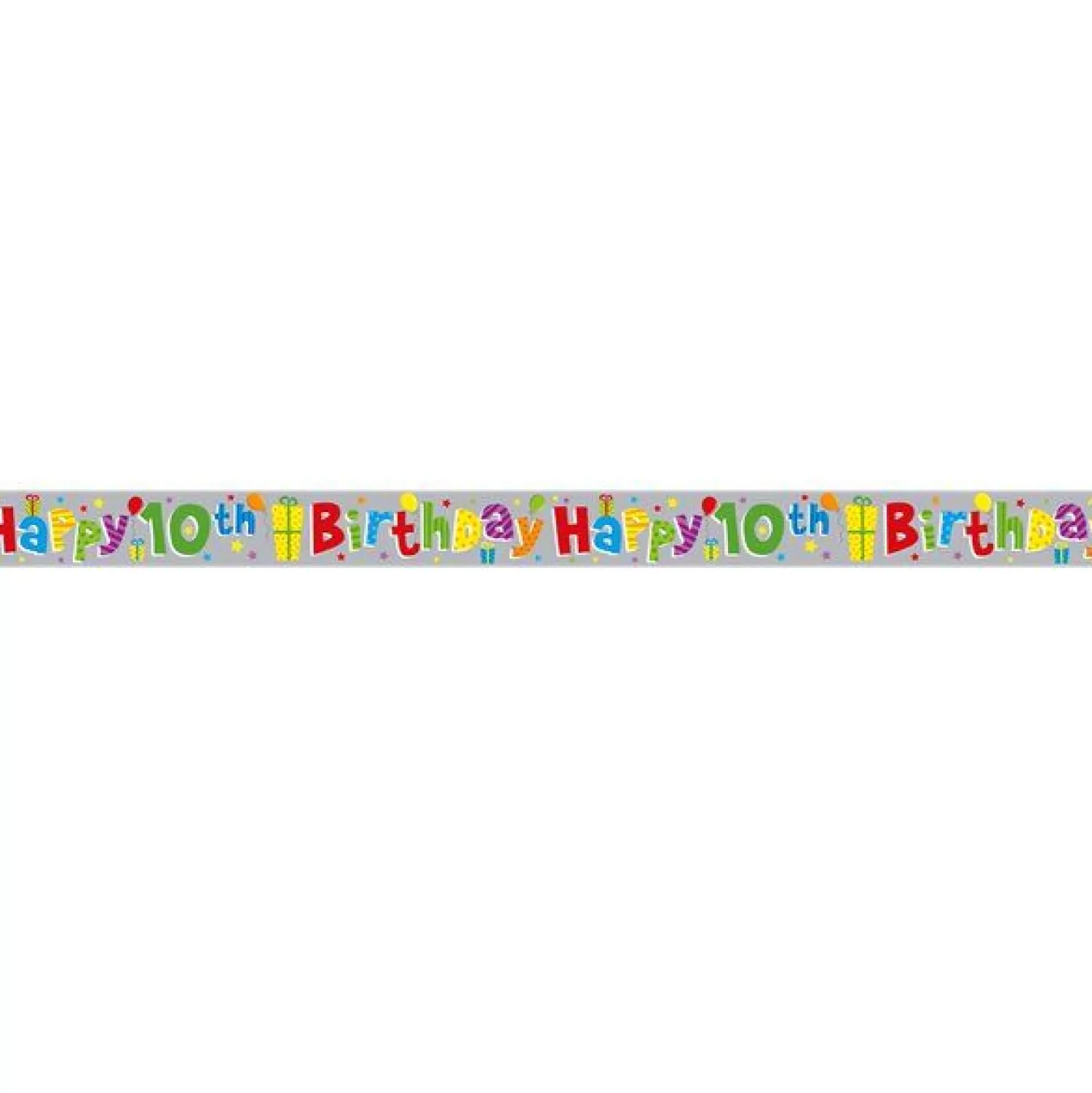 Best Party Delights Multi Coloured 'Happy 10Th Birthday' Holographic Foil Banner - 2.6M