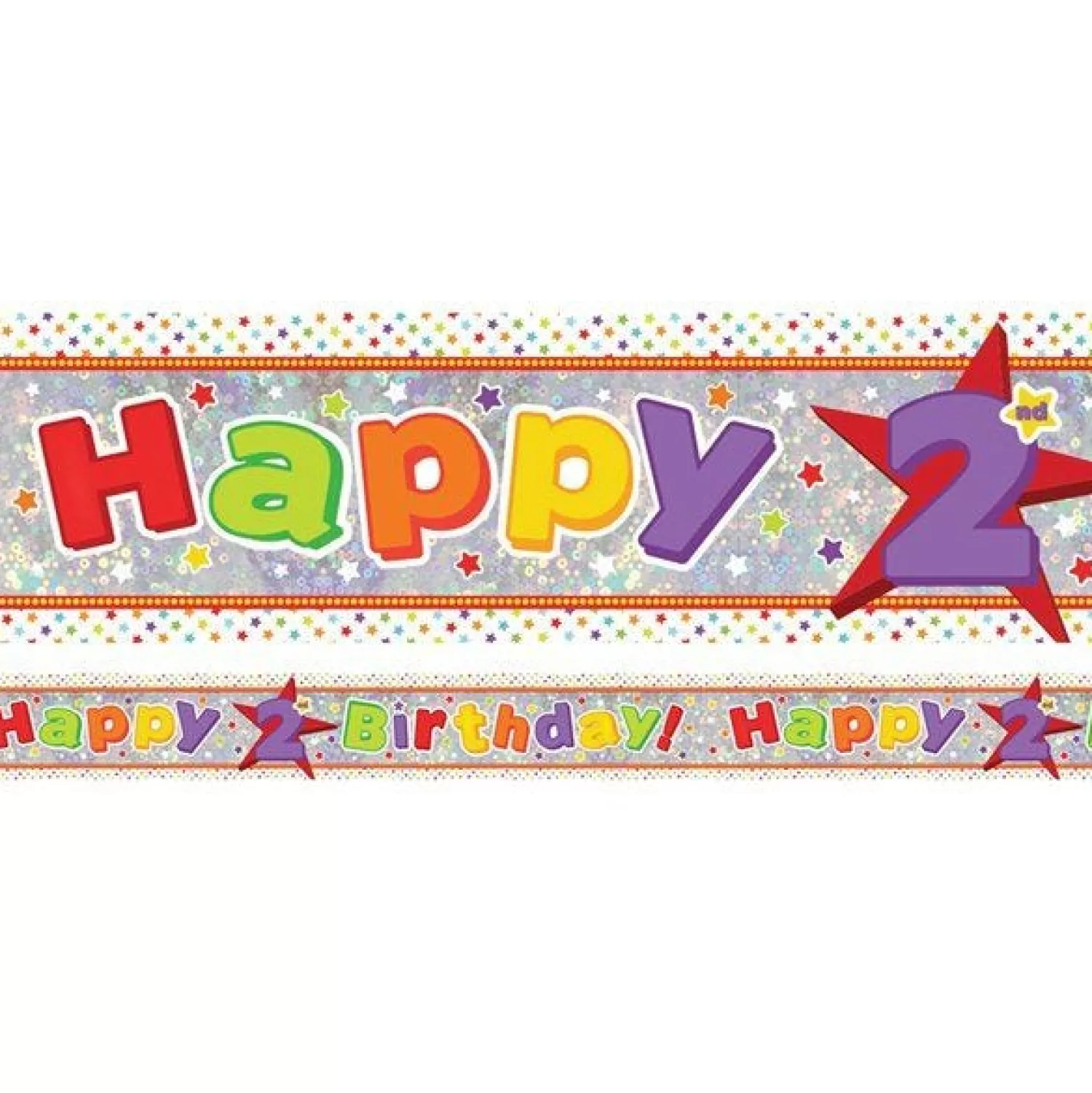 Shop Party Delights Multi Coloured 'Happy 2Nd Birthday' Holographic Foil Banner - 2.7M