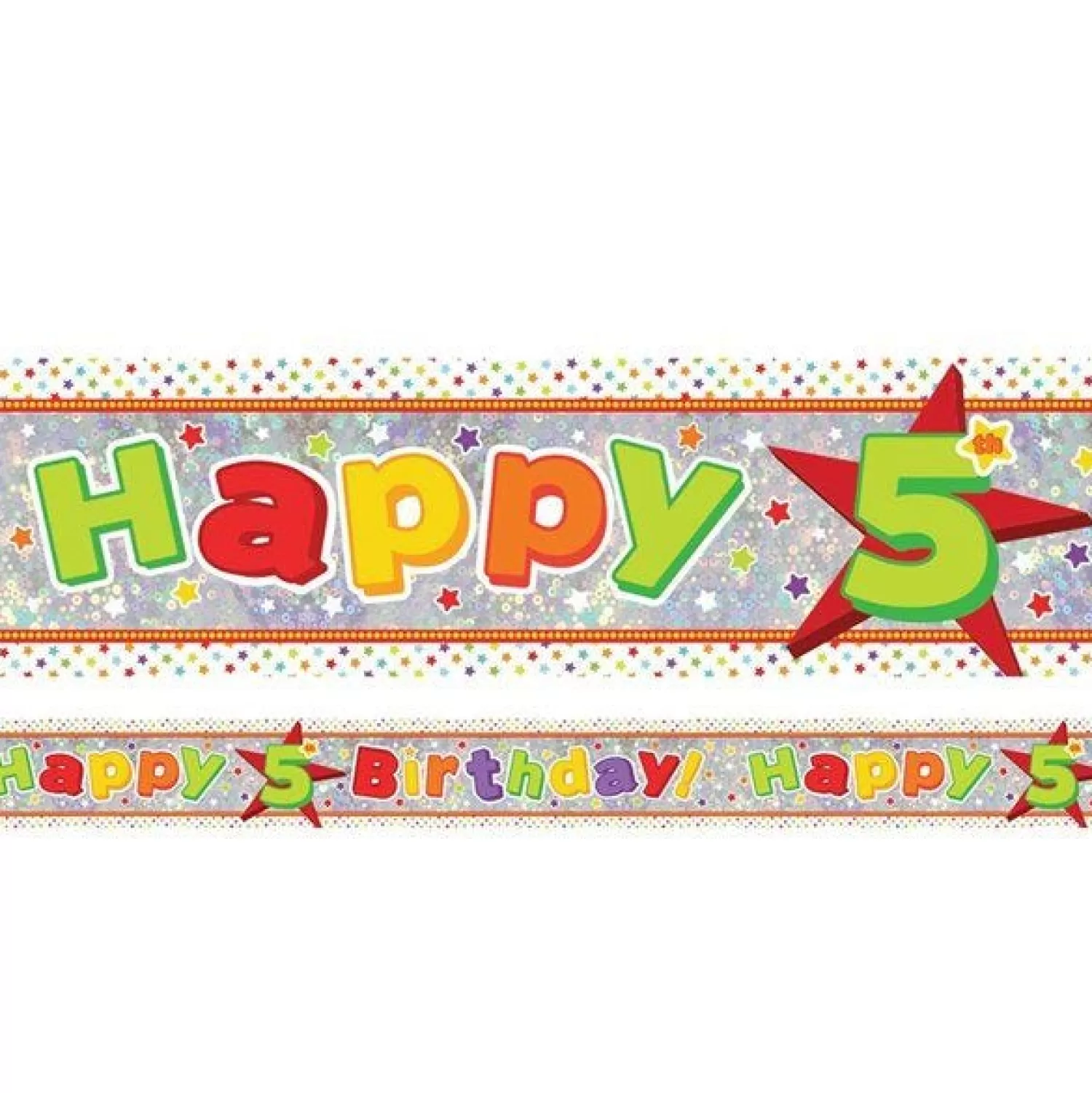 Hot Party Delights Multi Coloured 'Happy 5Th Birthday' Holographic Foil Banner - 2.7M