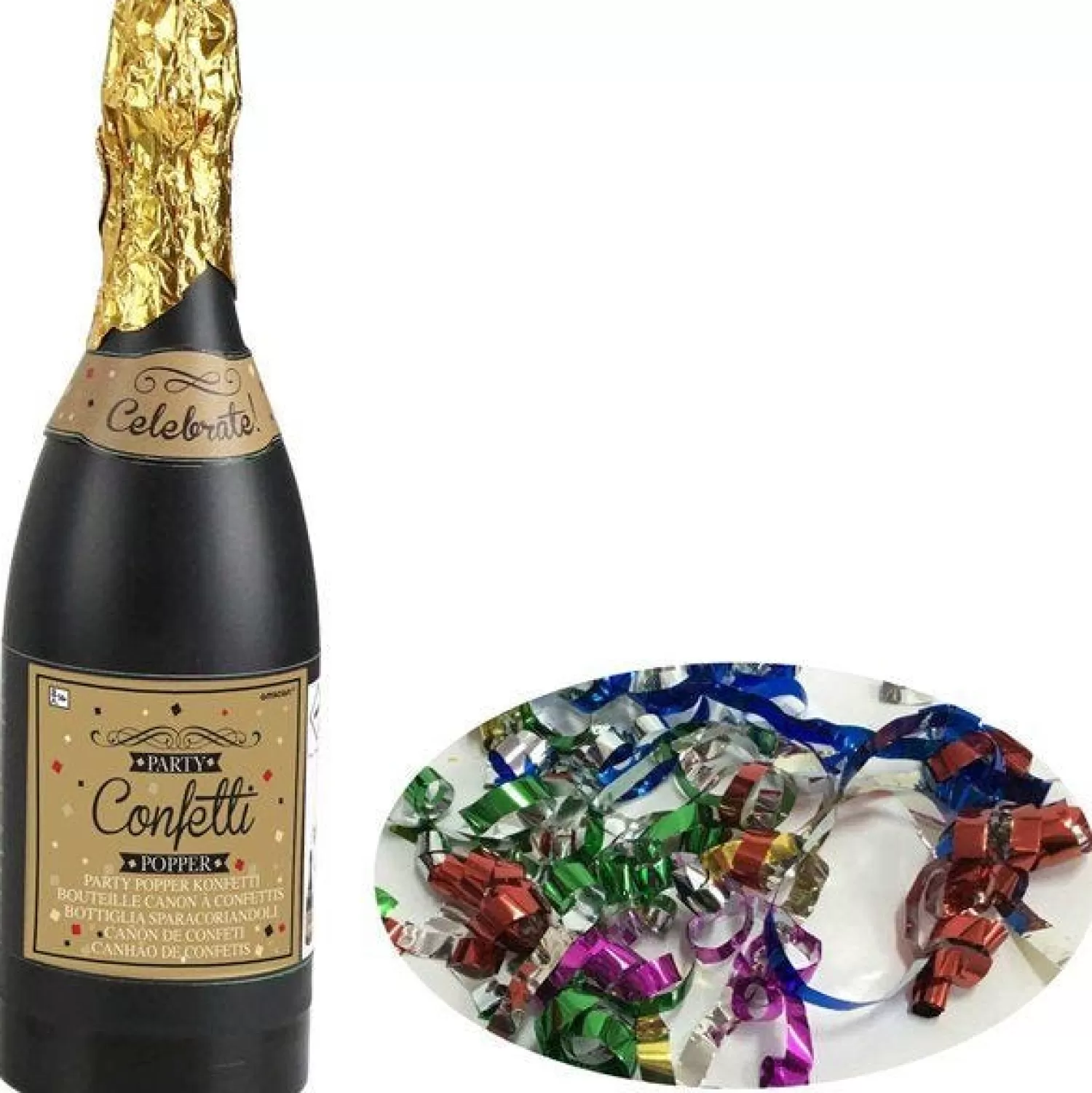 Multi Coloured Paper Confetti Champagne Bottle Cannon - 33Cm<Party Delights Discount