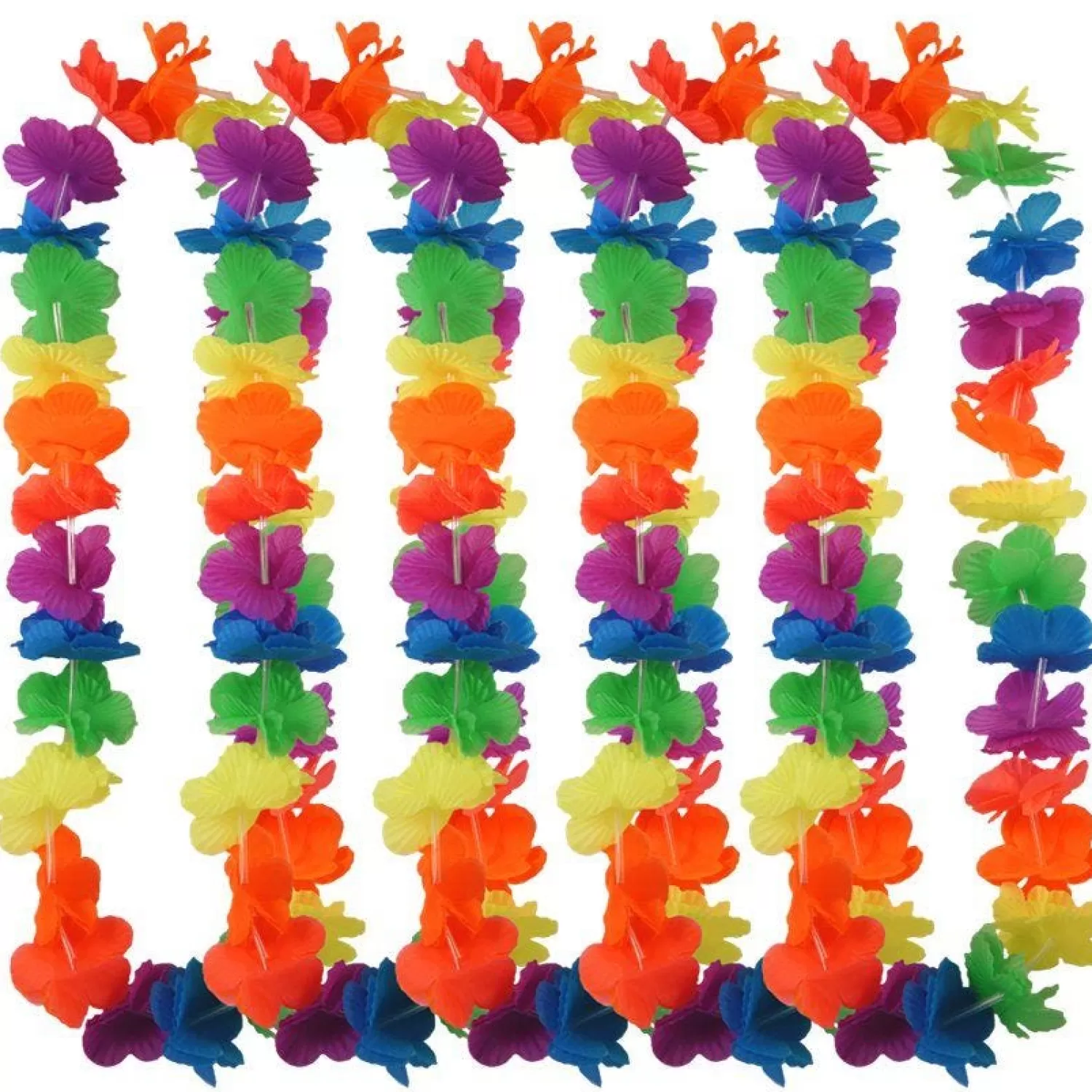 Outlet Party Delights Multi Neon Rainbow Hawaiian Lei - 24 Pack