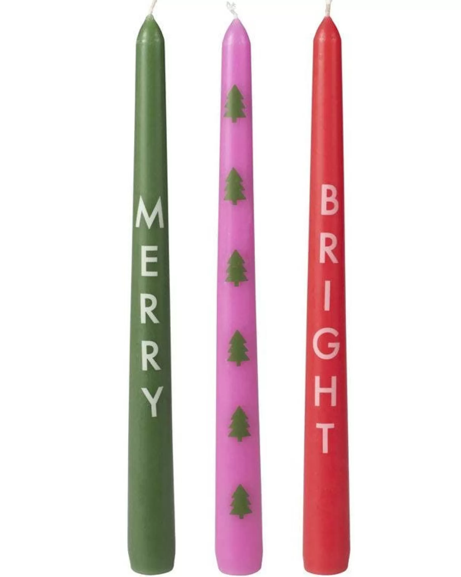 Multicoloured Merry, Bright, Trees Candles<Party Delights Shop