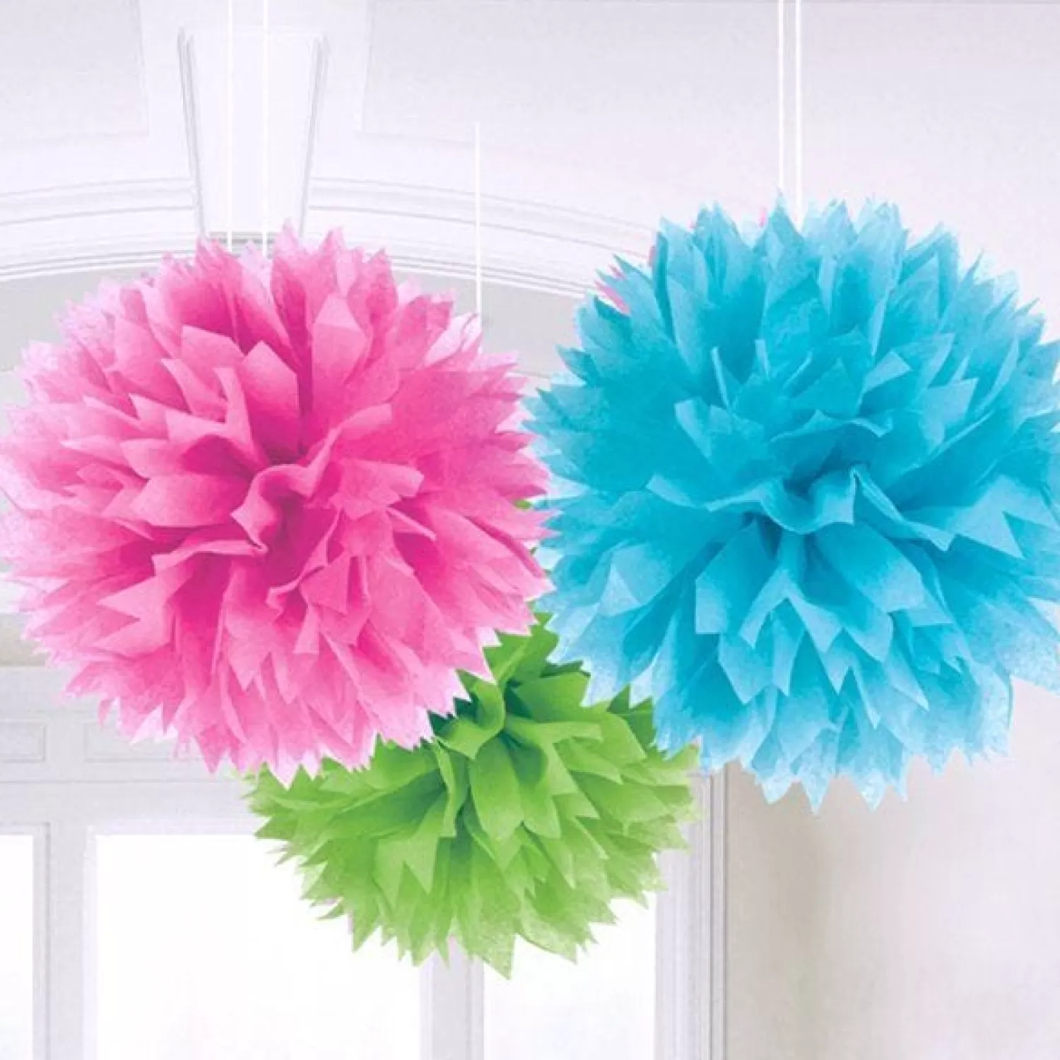 Outlet Party Delights Multicoloured Pom Pom Decorations - 40Cm (3Pk)