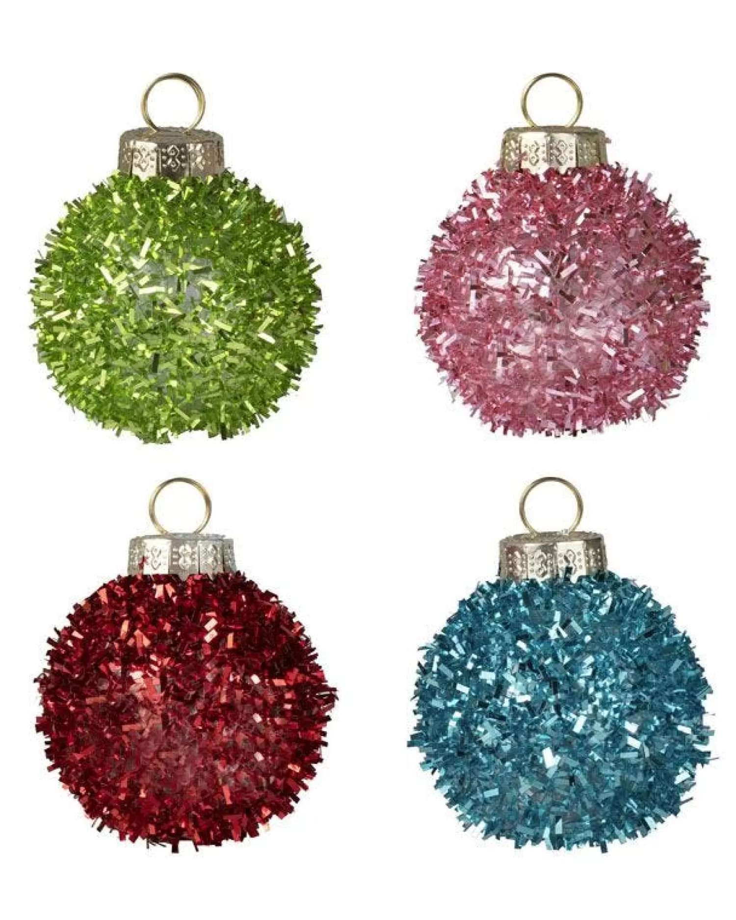 Multicoloured Tinsel Bauble Place Card Holders (4Pk)<Party Delights Sale