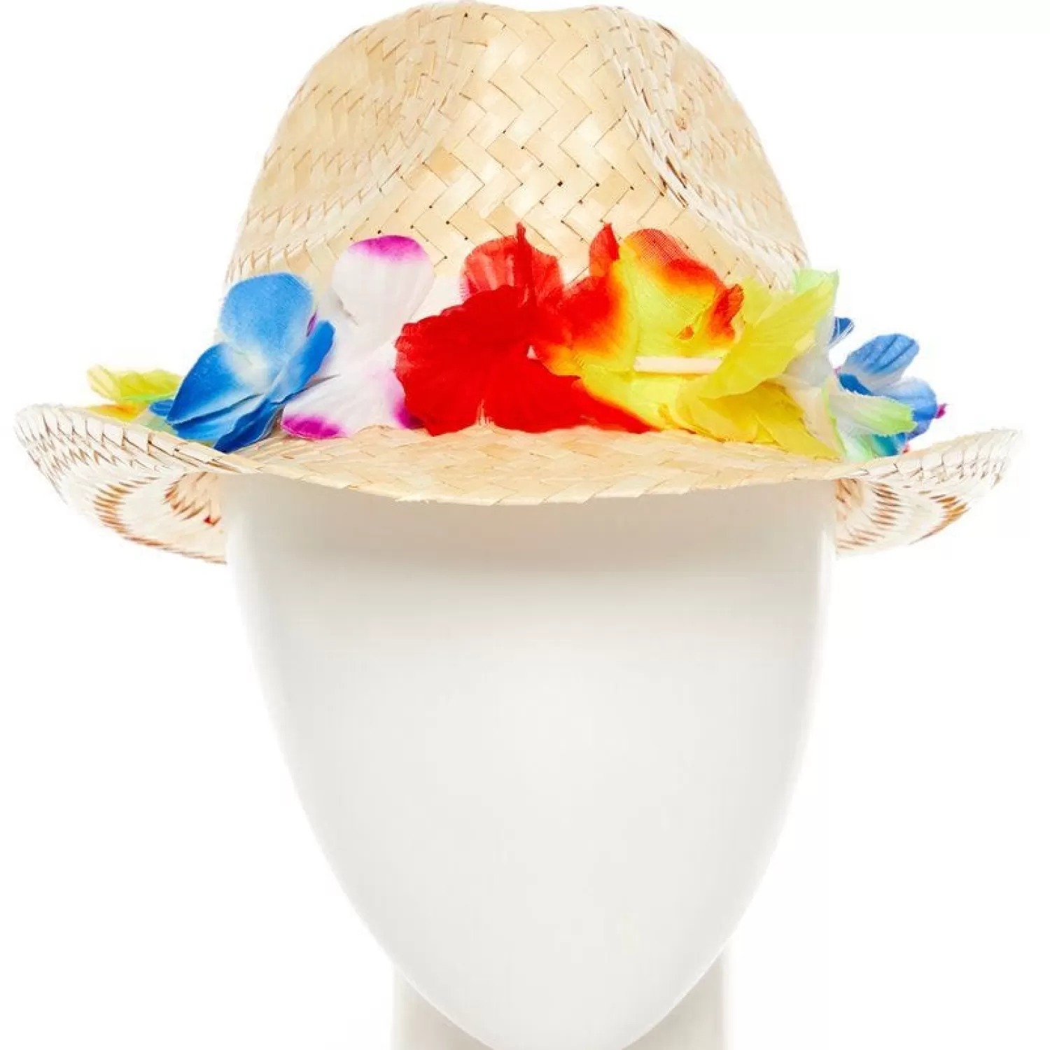 Best Party Delights Natural Straw Hat With Flower Band