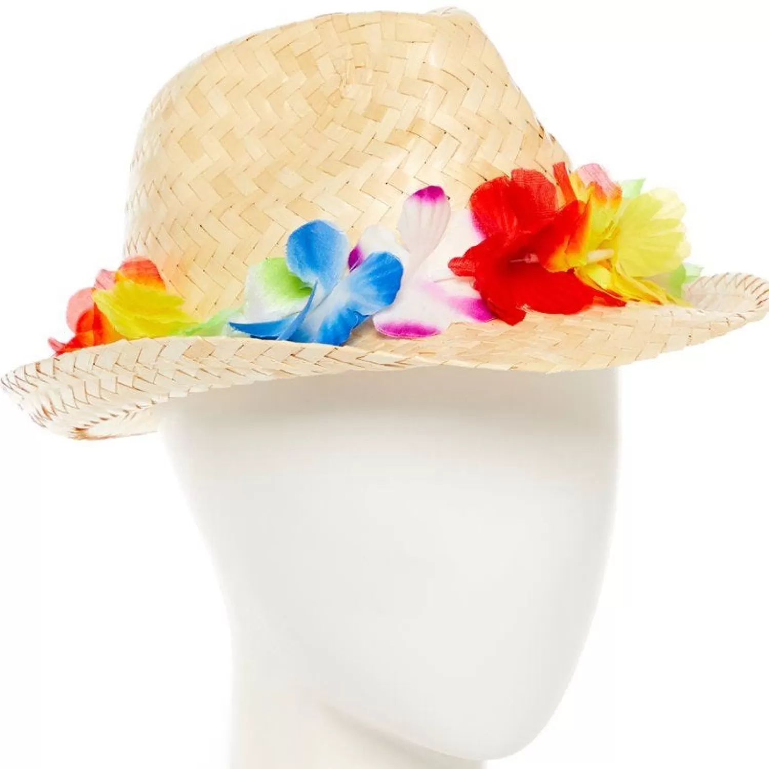 Best Party Delights Natural Straw Hat With Flower Band