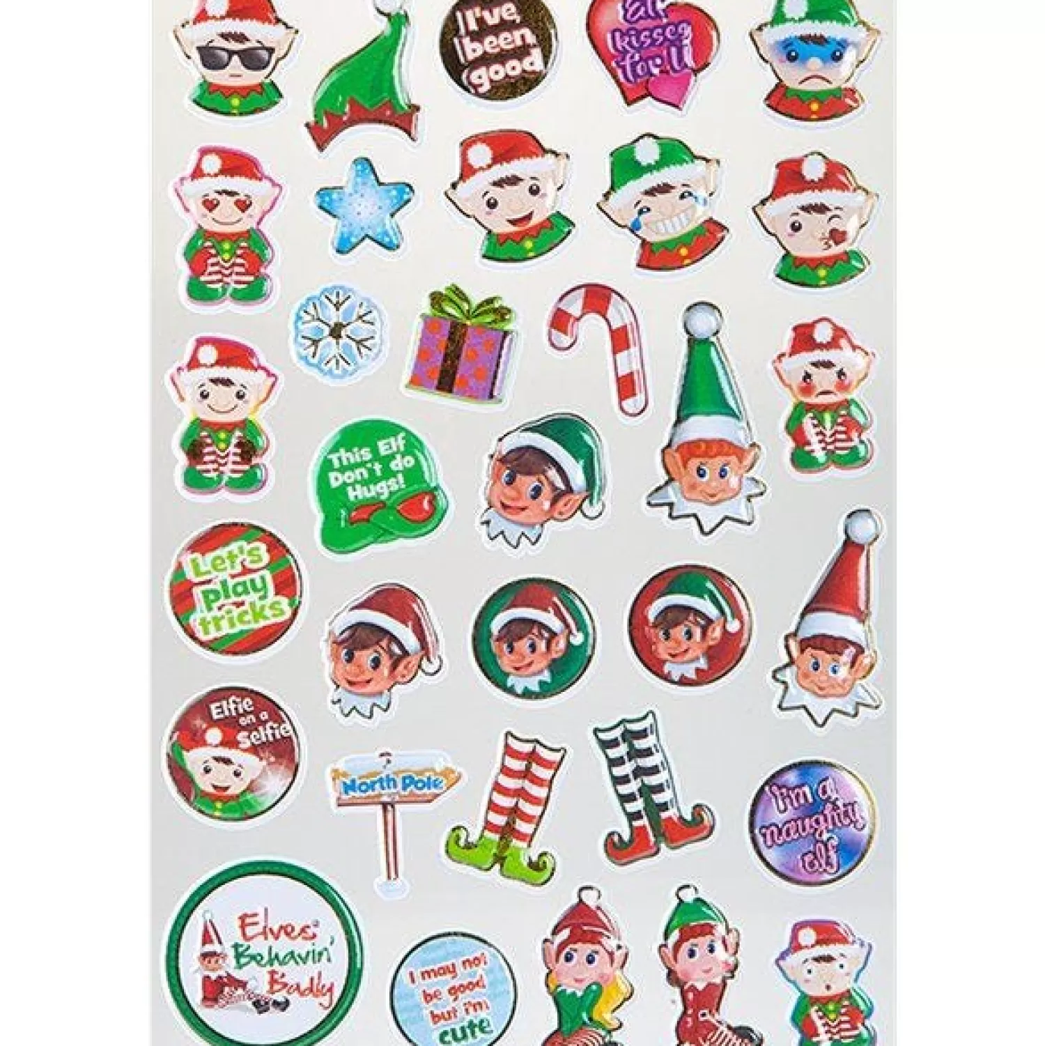 Naughty Elf Bubble Sticker Sheet<Party Delights Clearance