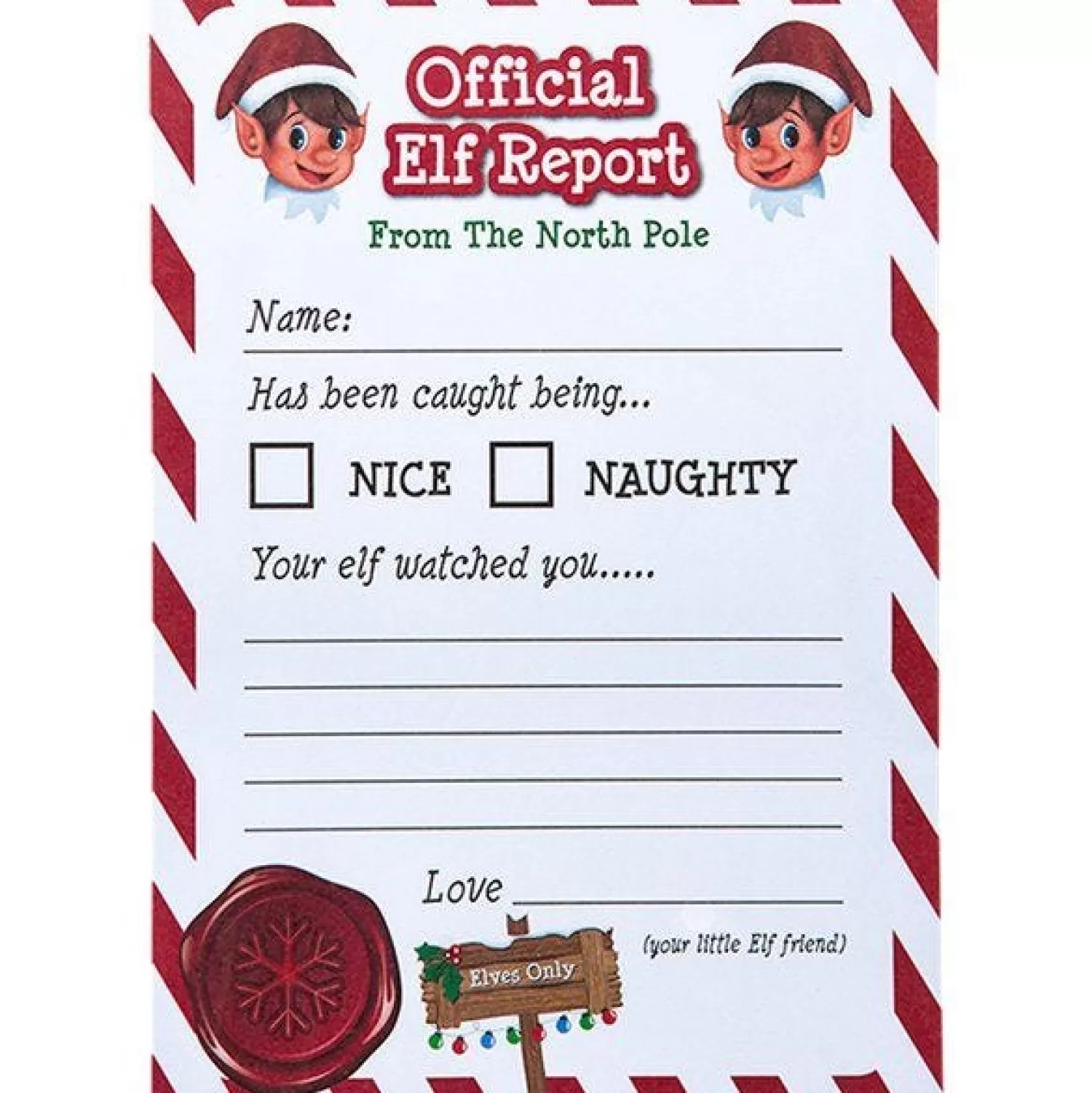 Naughty Elf Report Cards (25Pk)<Party Delights Clearance