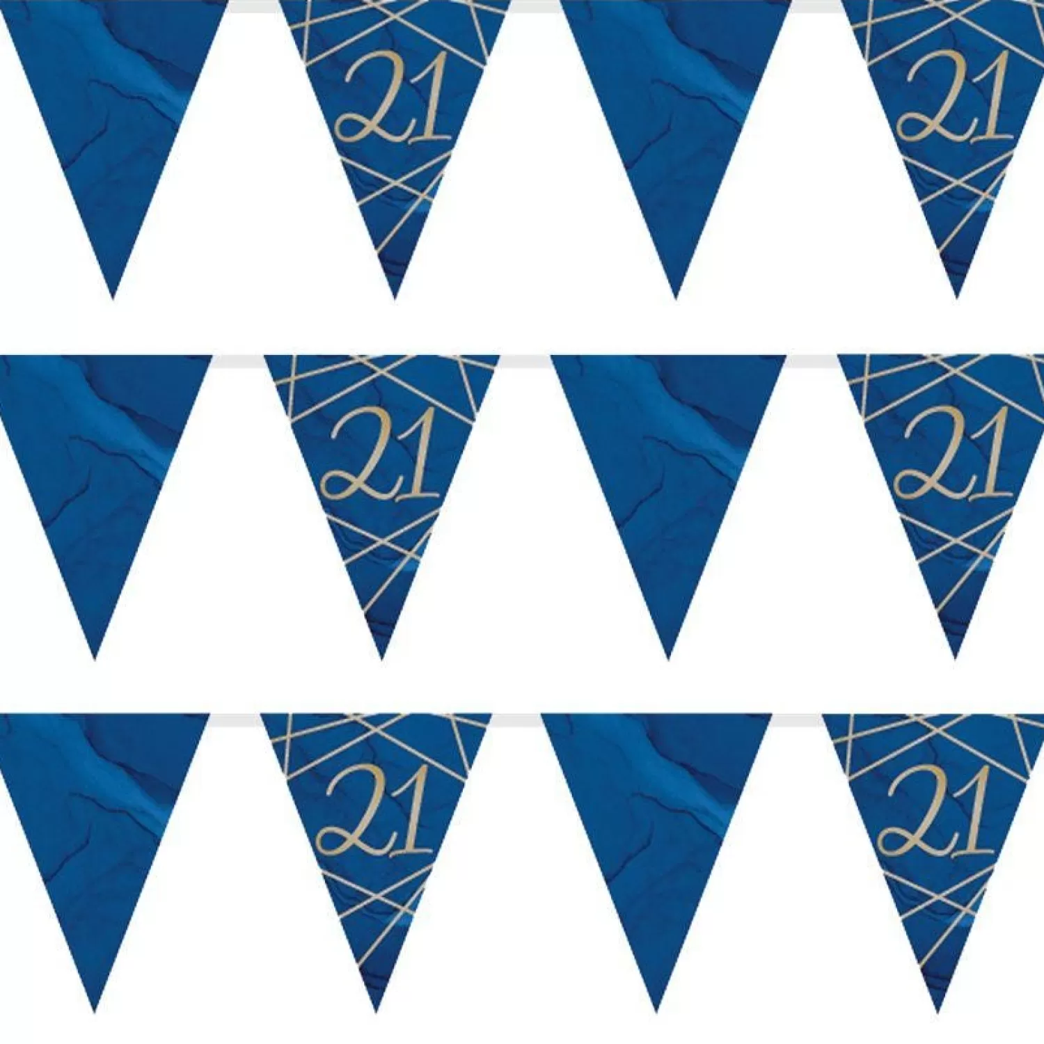 Hot Party Delights Navy & Gold Geode 21St Birthday Paper Bunting - 3.7M