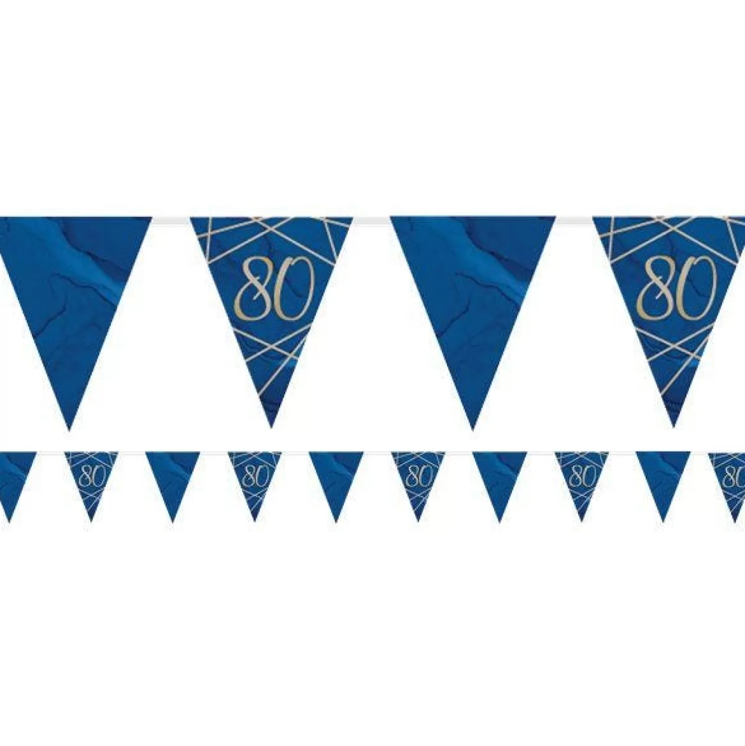 Fashion Party Delights Navy & Gold Geode 80Th Birthday Paper Bunting - 3.7M