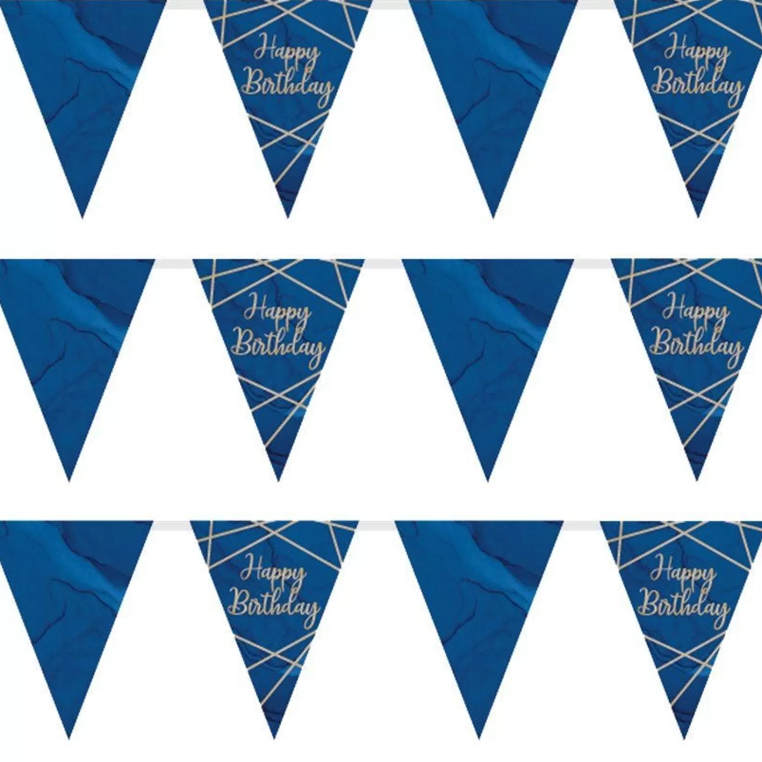 Cheap Party Delights Navy & Gold Geode 'Happy Birthday' Paper Bunting - 3.7M