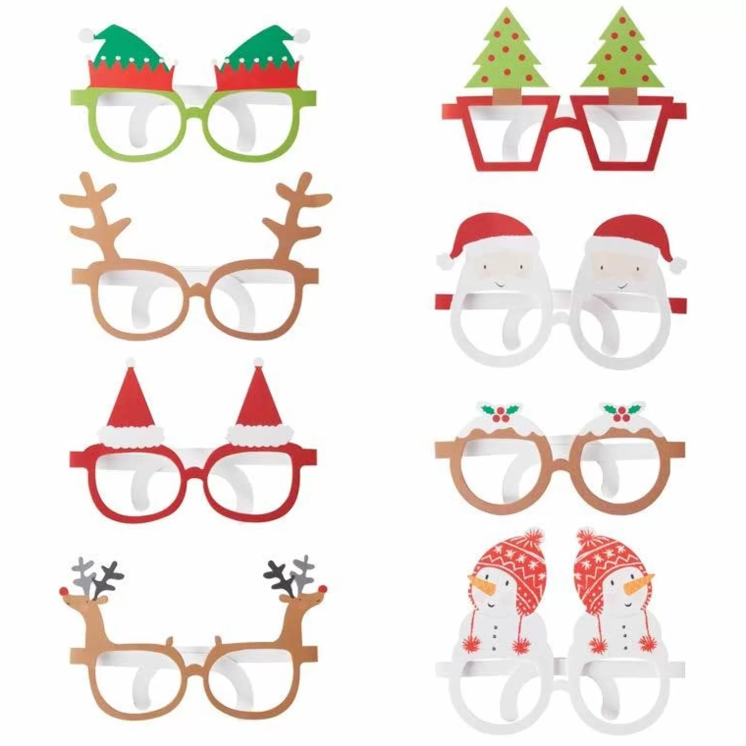 Novelty Christmas Glasses (8Pk)<Party Delights Outlet