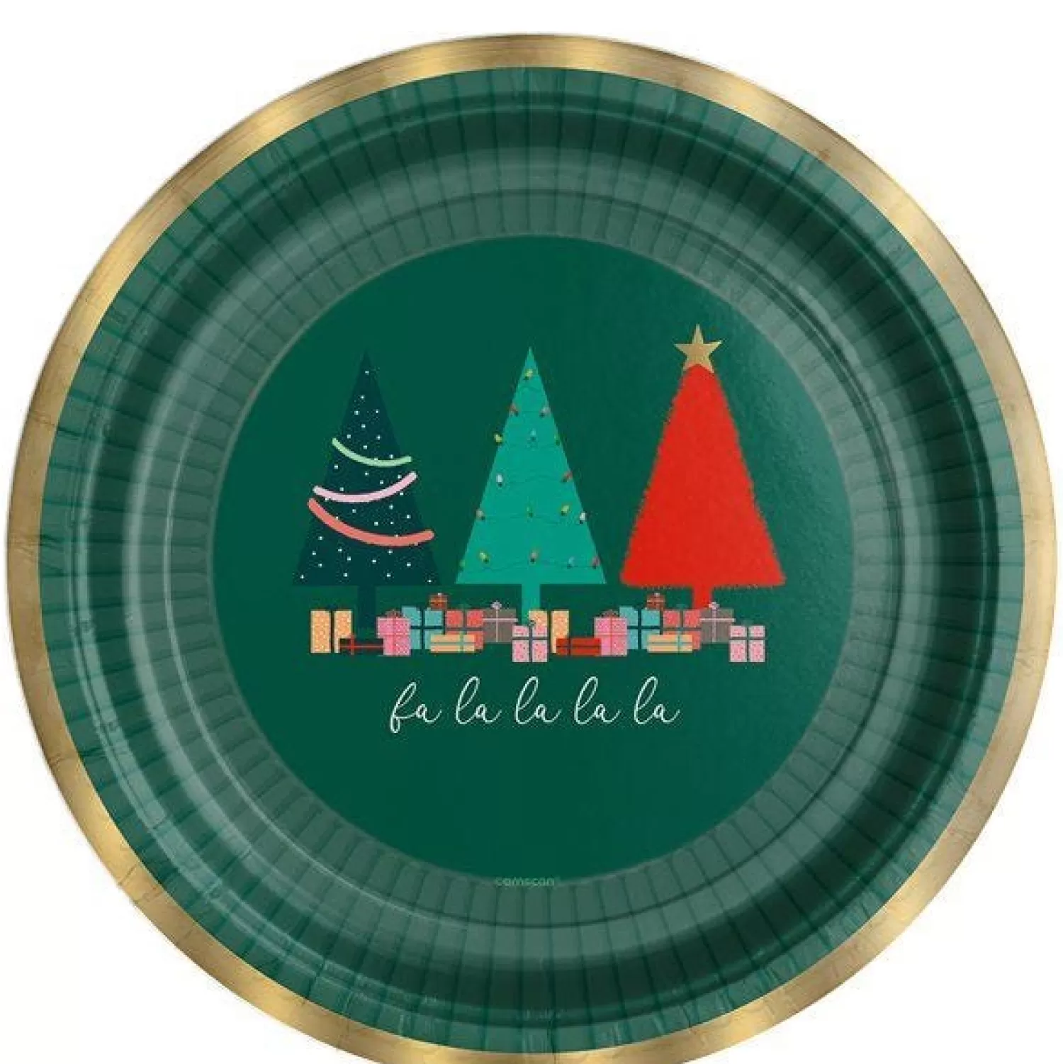 Oh Christmas Tree Plate - 23Cm (8Pk)<Party Delights Clearance