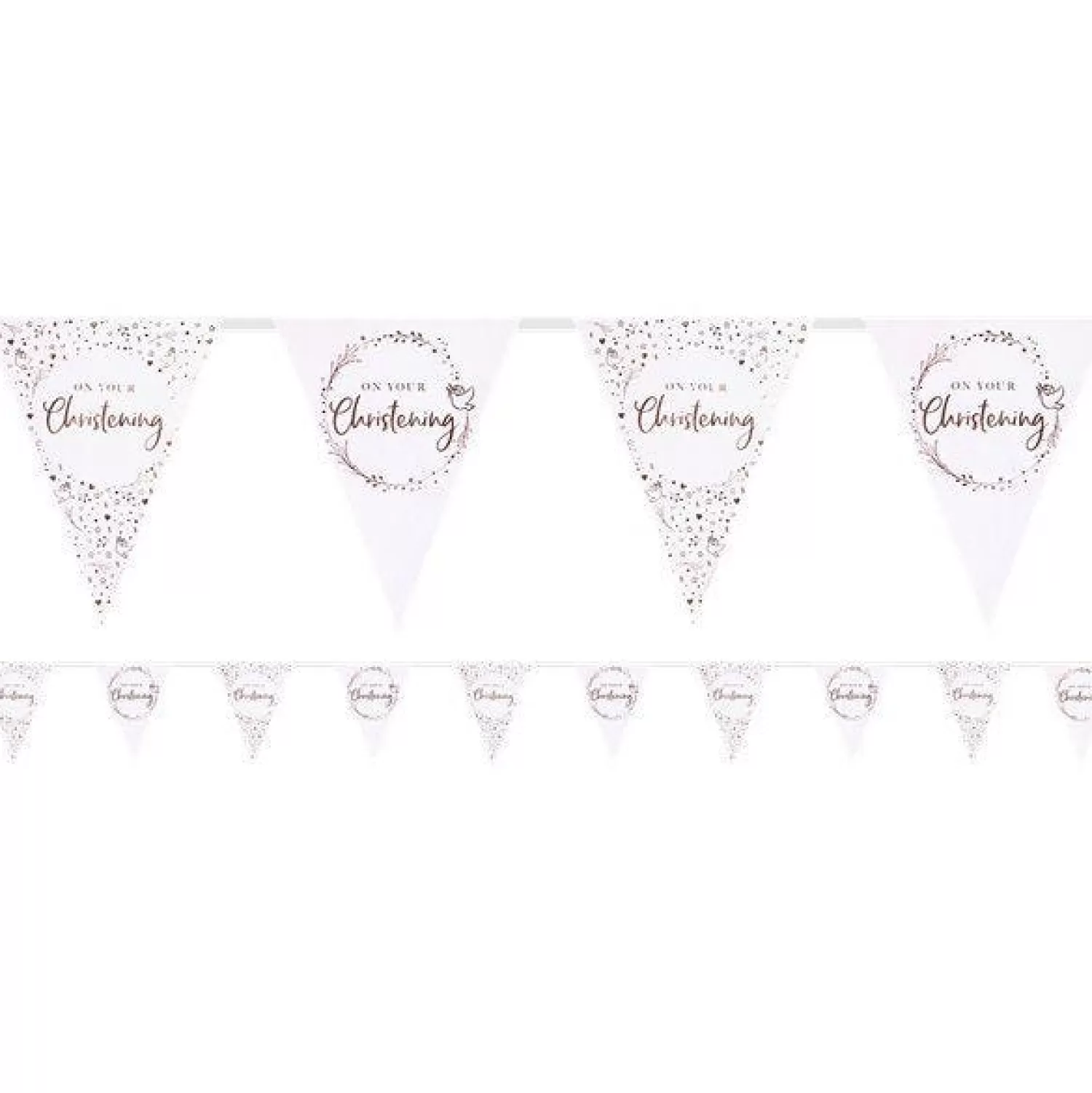 Clearance Party Delights On Your Christening Pink Paper Bunting - 3.7M