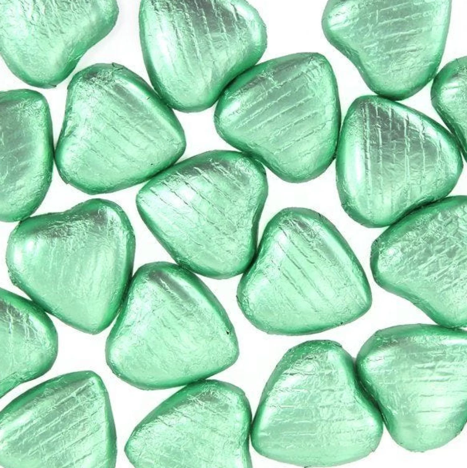 Cheap Party Delights Pale Green Foil Chocolate Hearts X20