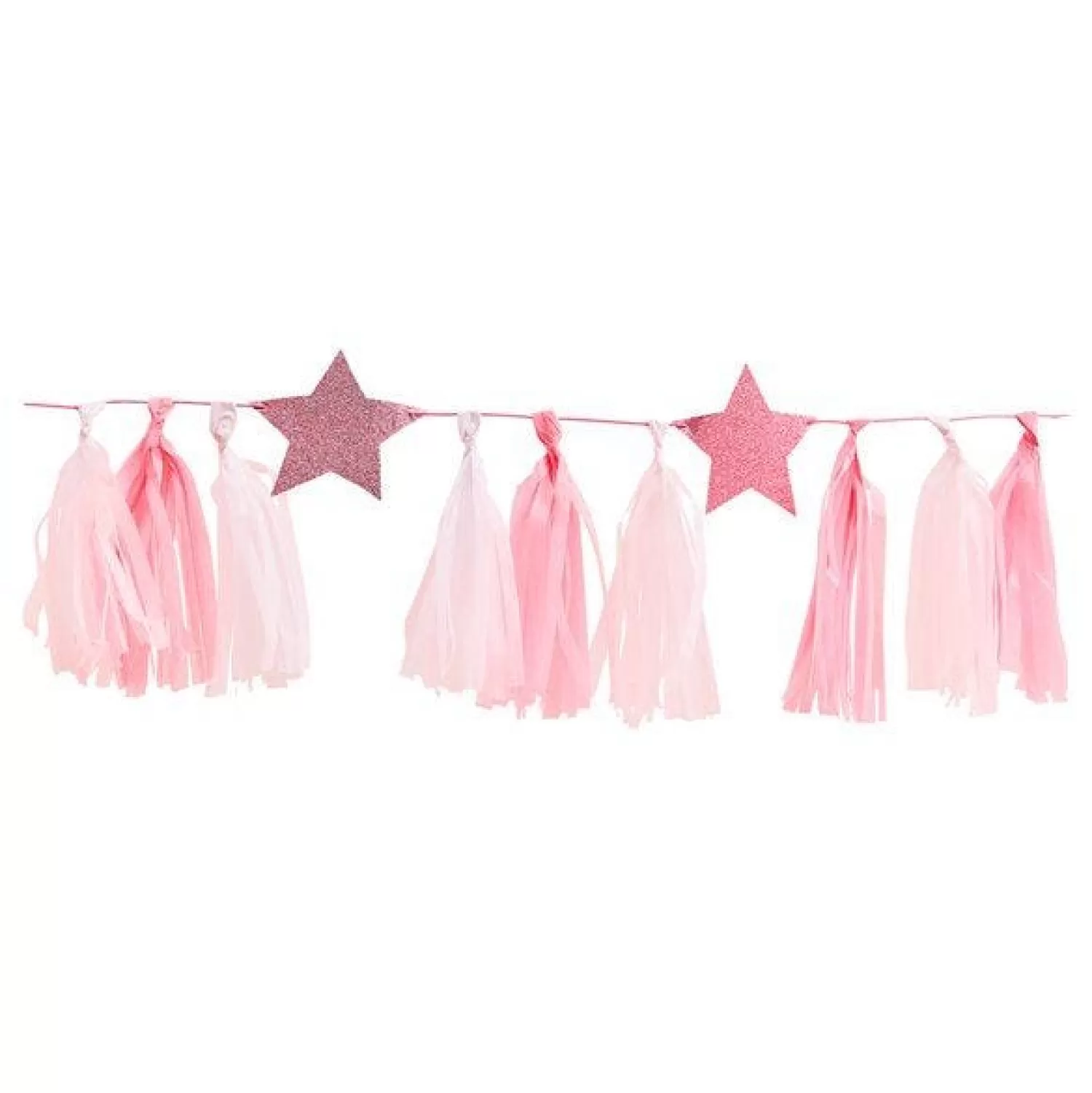 Online Party Delights Pamper Party Pink Glitter Star Tassel Garland - 2M