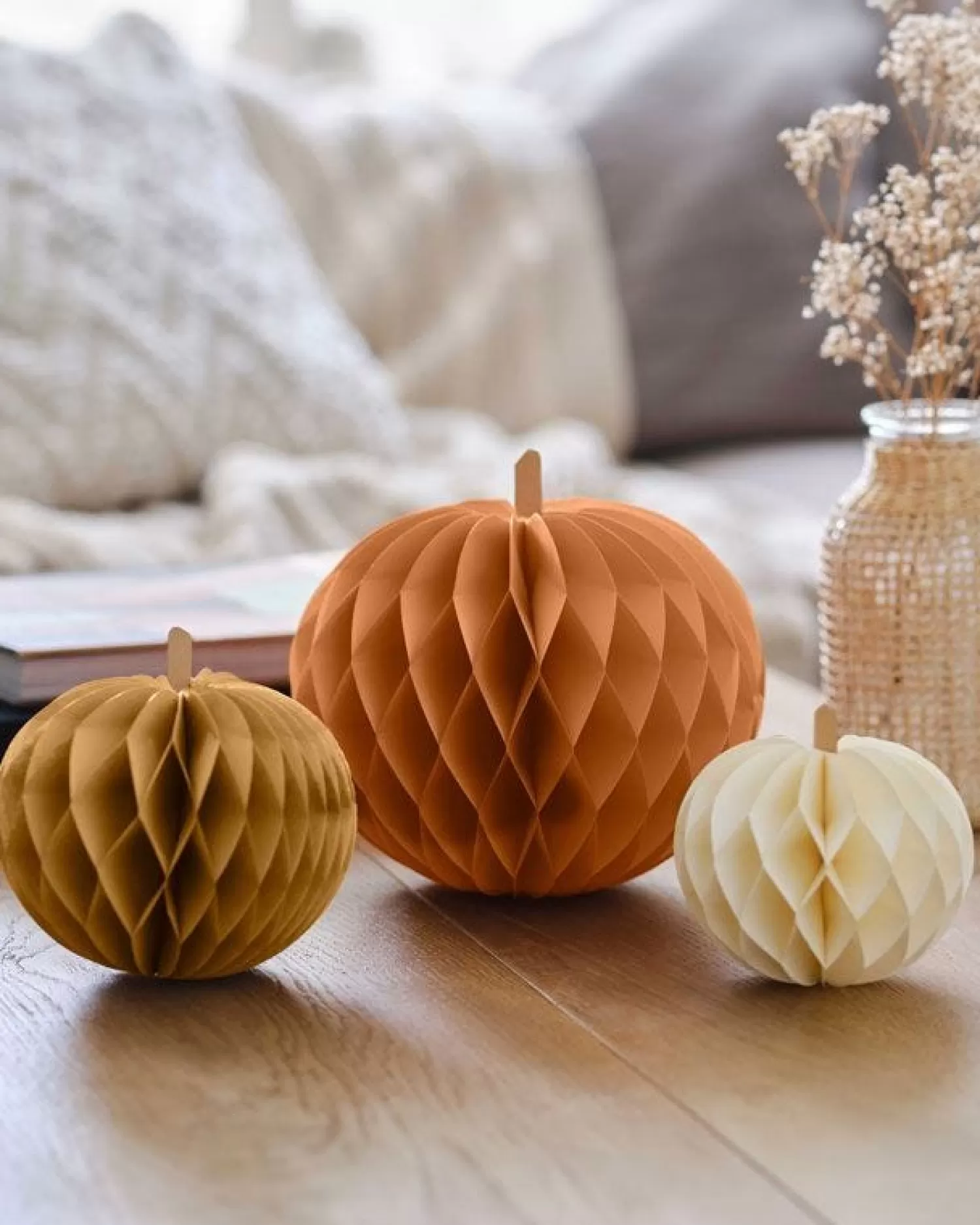 Paper Pumpkin Honeycomb Decorations (3Pk)<Party Delights Hot