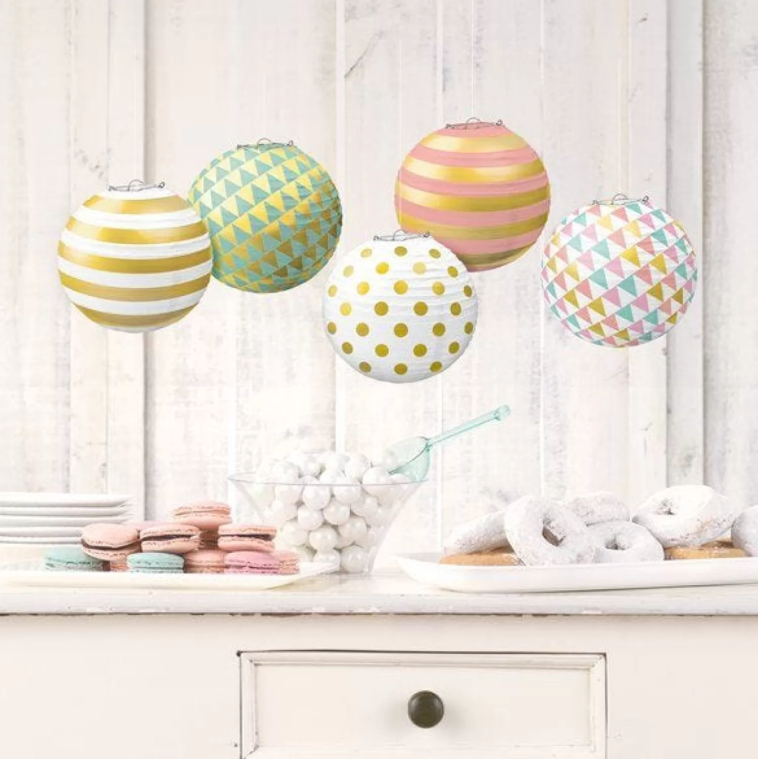 Discount Party Delights Pastel & Metallic Mini Paper Lanterns (5Pk)